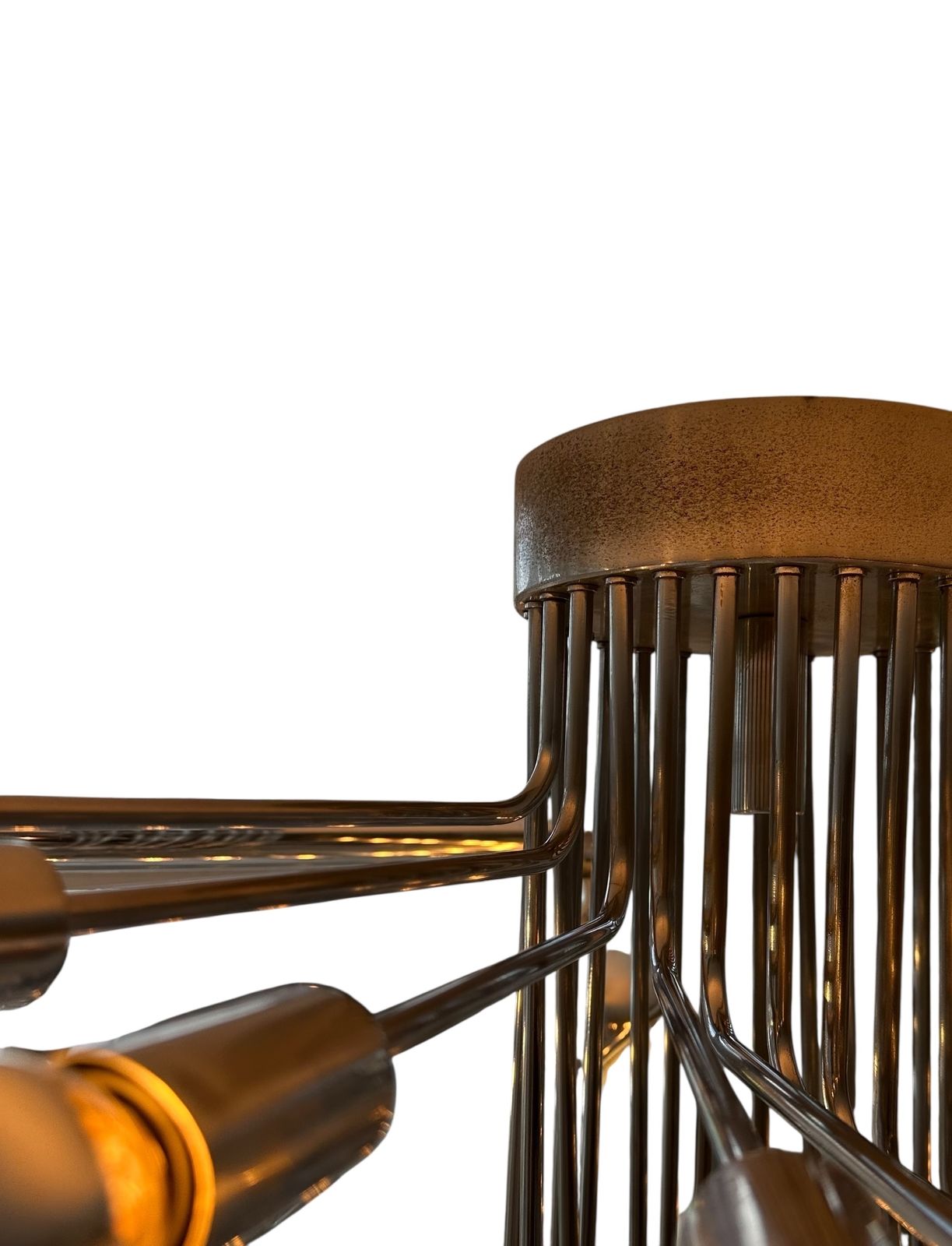 photo for sale Ultra Rare Italian Spiral Chrome Chandelier By Gaetano Sciolari, 1970s