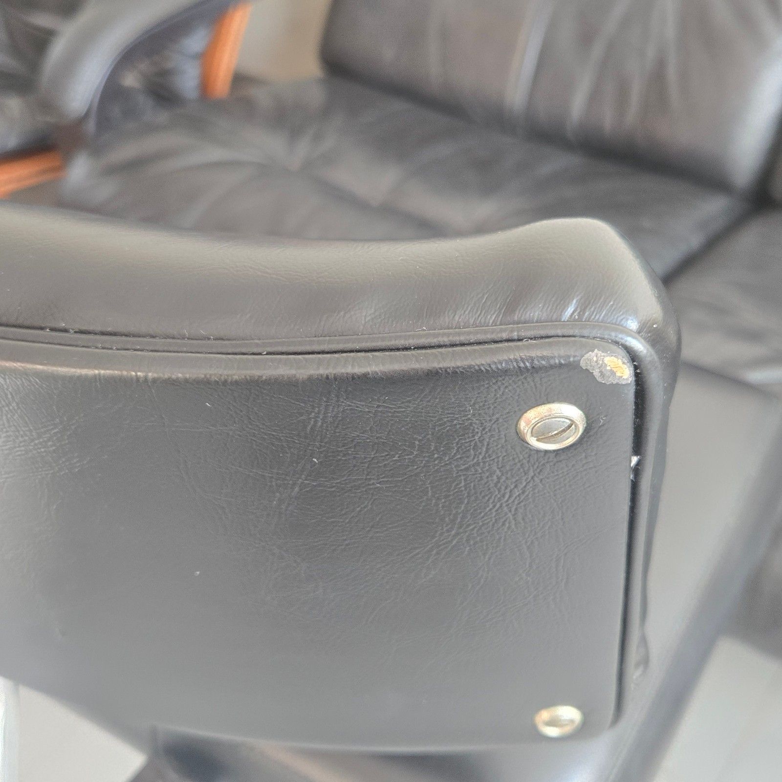 photo for sale Vintage 1960s Black & Metal Chrome 60s Retro Swivel Skai Bar Stool