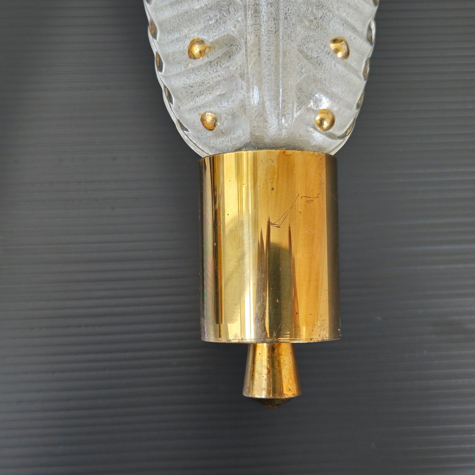 Pair Of Vintage 1940 1950 Glass & Brass Gold Dlg Ezan Petitot Arbus Sconces photo vintage