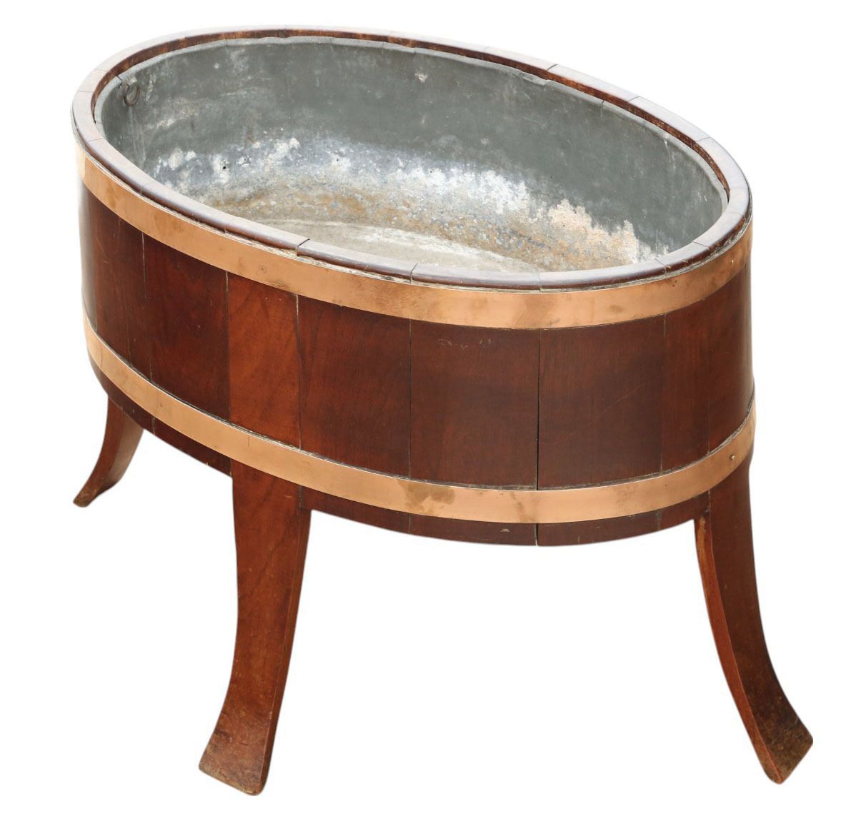 Antique C.1800 Georgian Mahogany & Brass Wine Cooler, Planter Or Log Basket – Quality Period Piece photo for sale