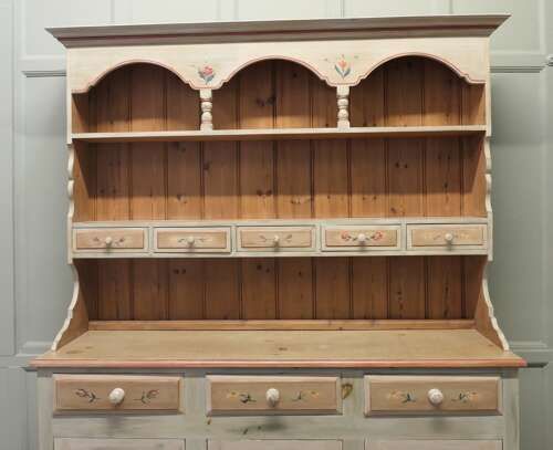 A Superb Artisan Painted Farmhouse Kitchen Pine Dresser photo Furniture