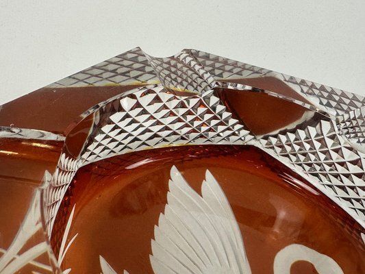 photo for sale Polish Glass Ashtray With Swan From Julia Glassworks, 1960s