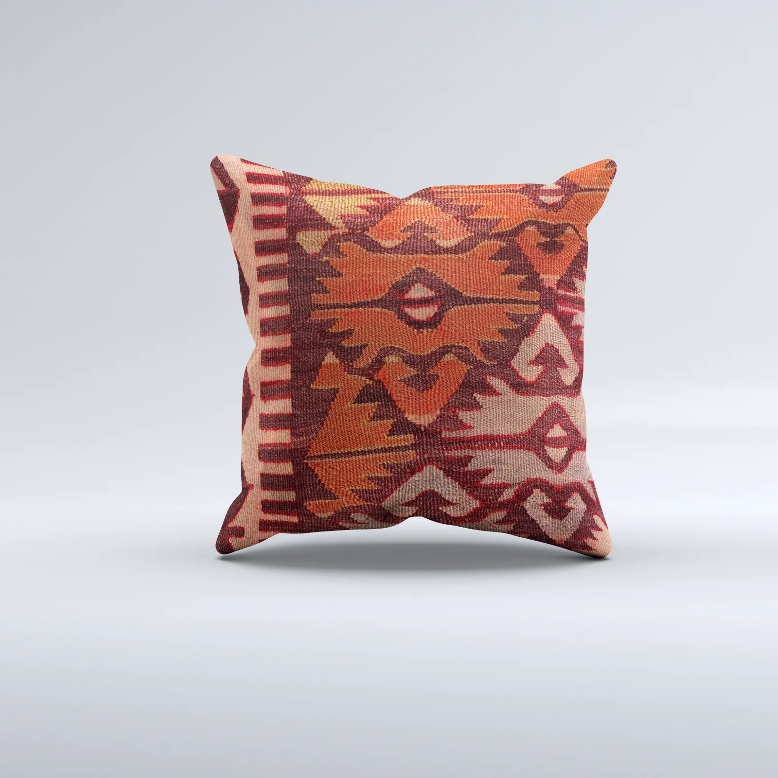 Turkish Kilim, Carpet Cushion Cover 60x60 Cm Square Wool Large Pillowcase 66523