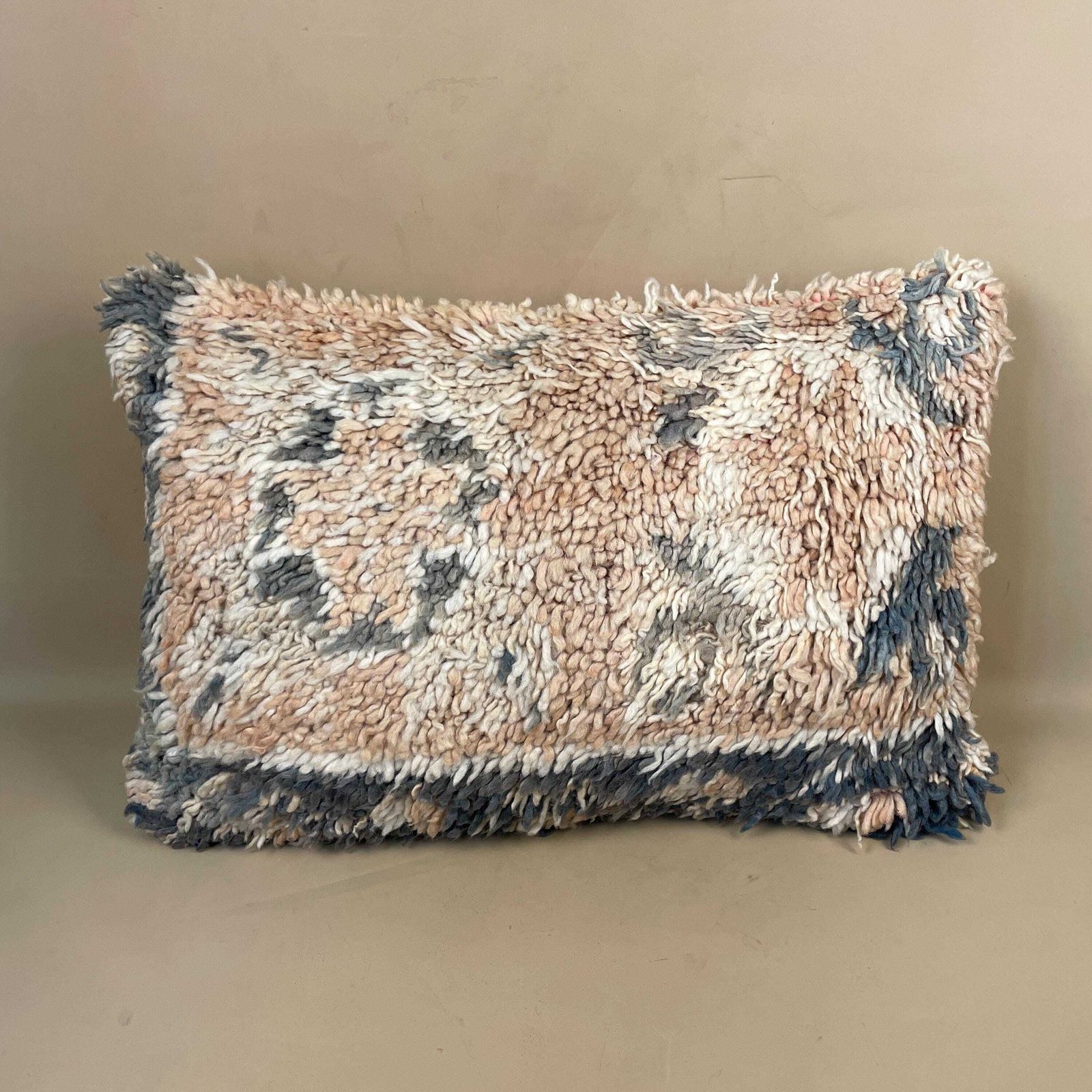 Moroccan Berber Kilim Cushion Antique Carpet Pillow Feather 60x40cm Abstract Feather Filled Pale Pink Beige Blue Green Traditional Rectangle