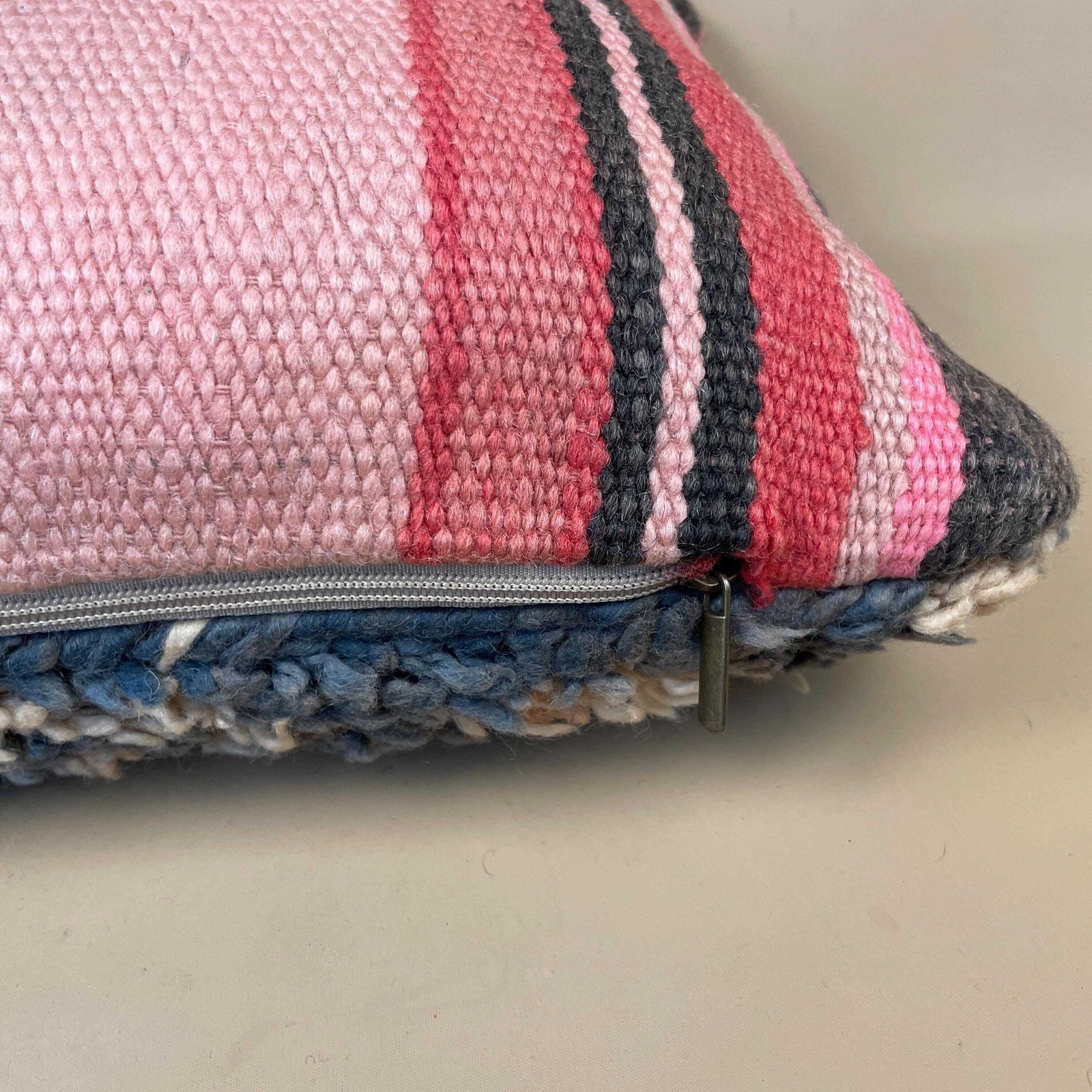 Moroccan Berber Kilim Cushion Antique Carpet Pillow Feather 60x40cm Abstract Feather Filled Pale Pink Beige Blue Green Traditional Rectangle photo buy
