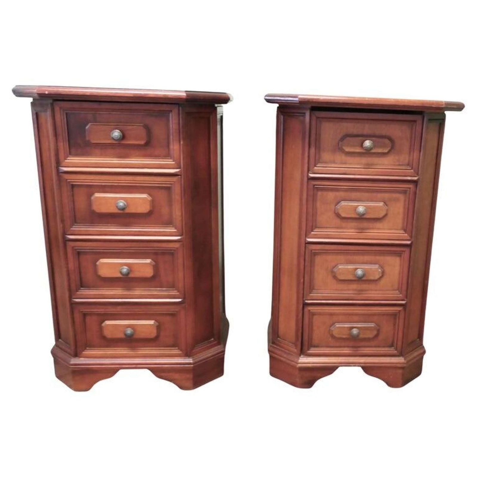 A Pair Of Arts And Crafts Style 4 Drawer Chest Of Drawers, Night Tables