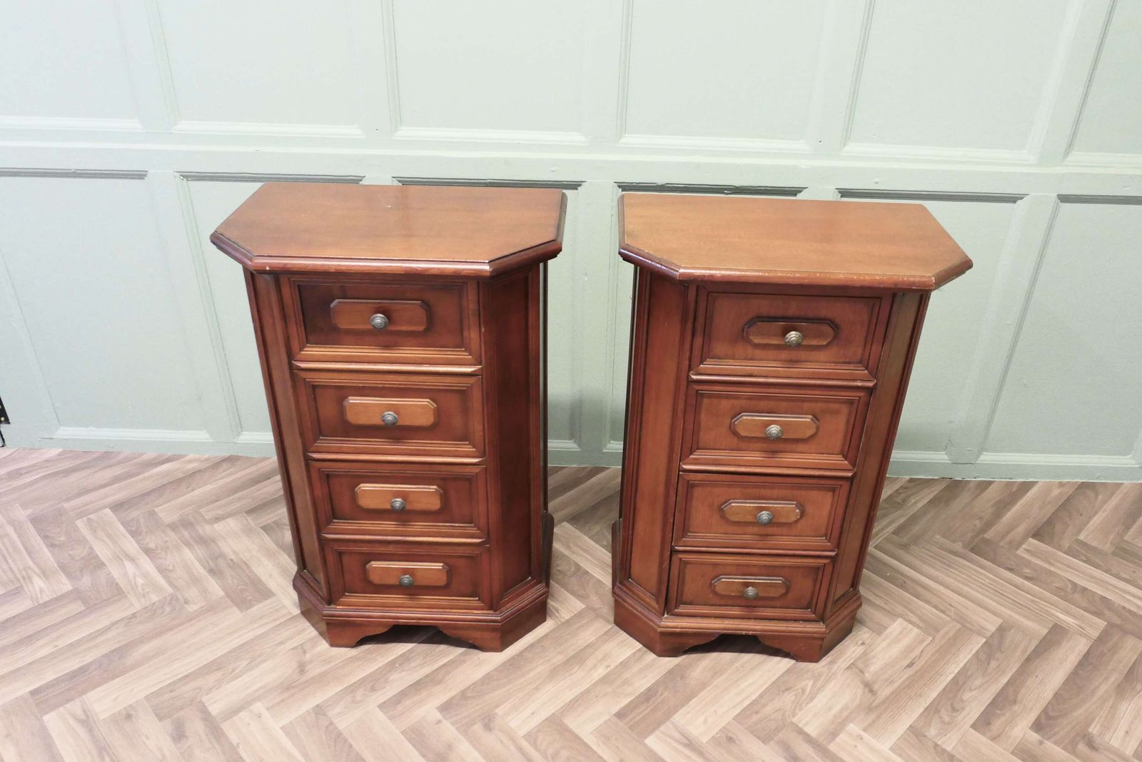 A Pair Of Arts And Crafts Style 4 Drawer Chest Of Drawers, Night Tables photo vinterior