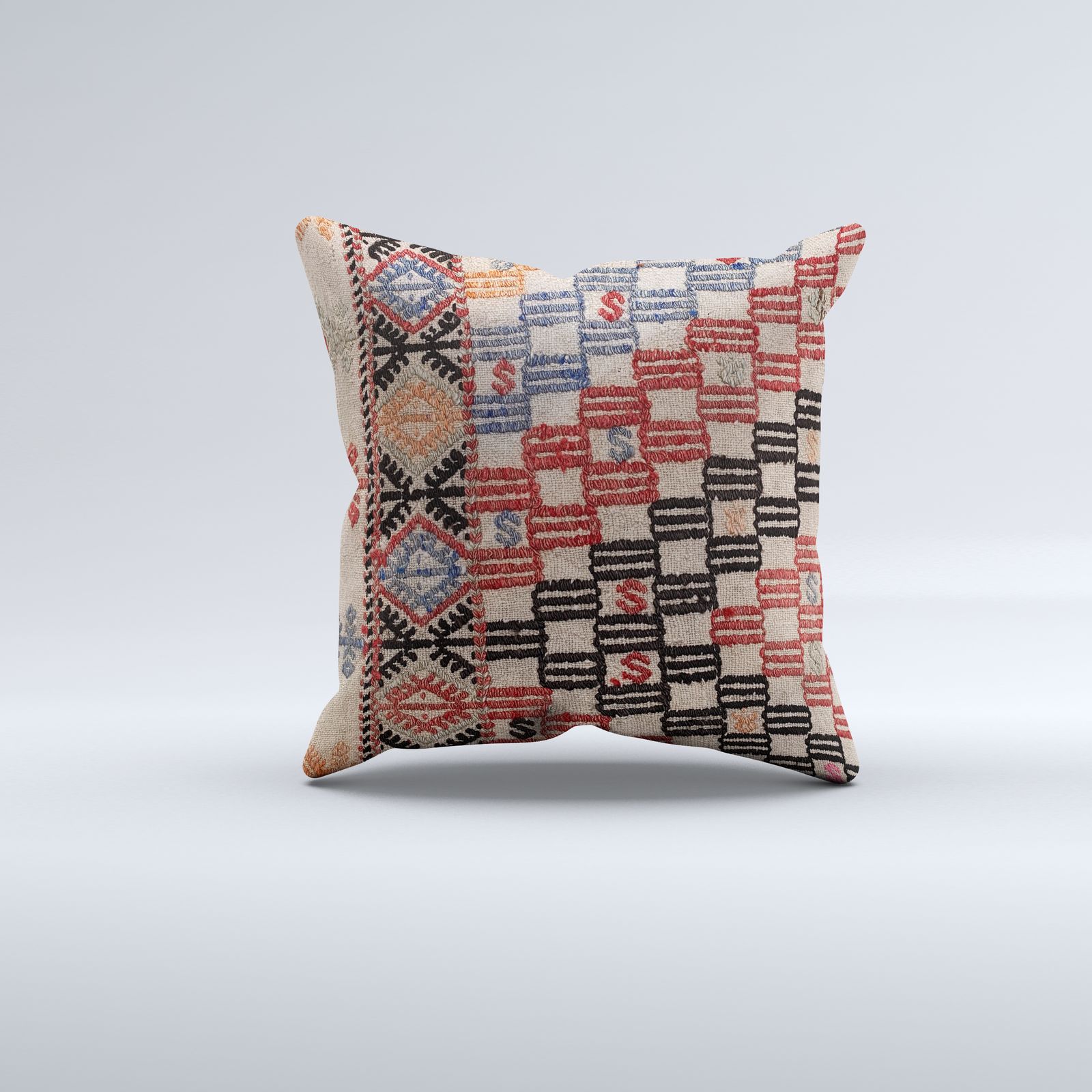 Vintage Turkish Kilim Cushion Cover 60x60 Cm Square Wool Large Pillowcase