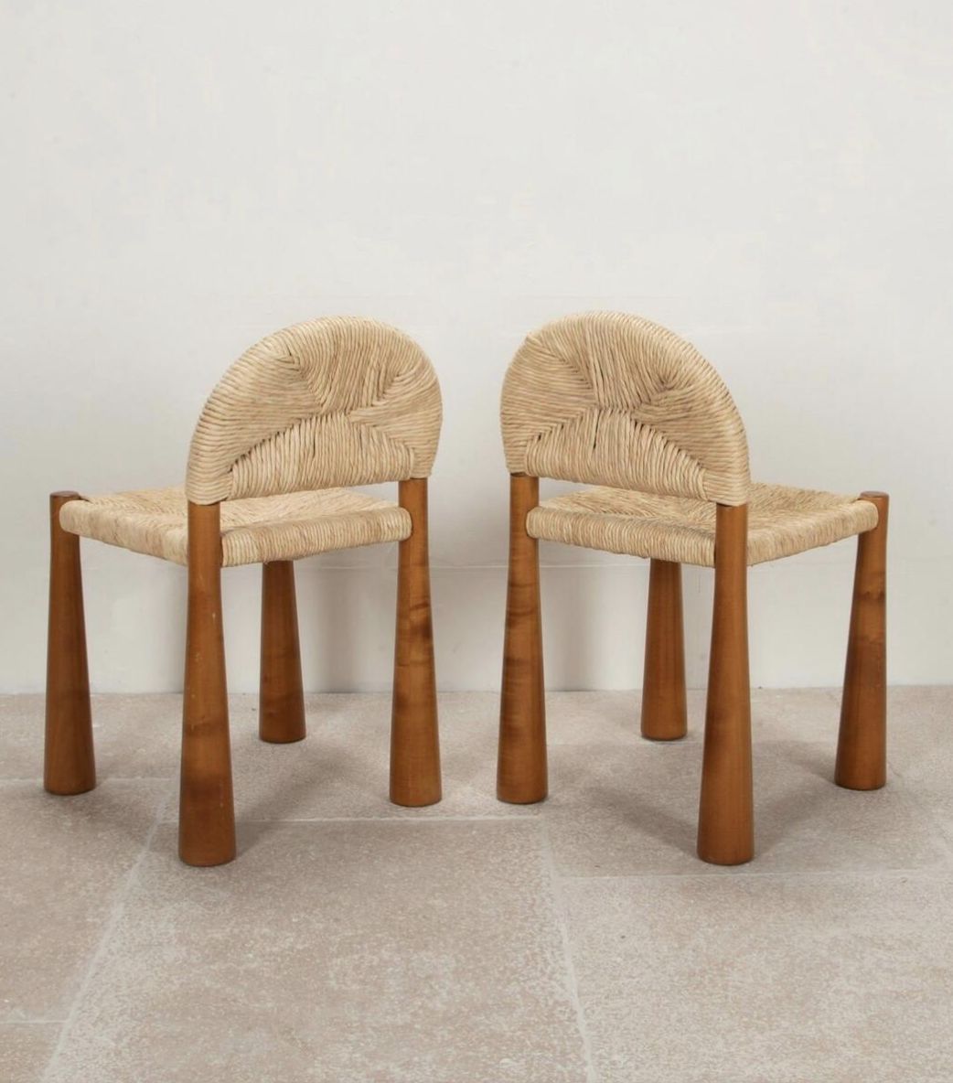 Mid Century Set Of 6 Italian Dining Chairs By Alessandro Becchi, 1970s photo furniture