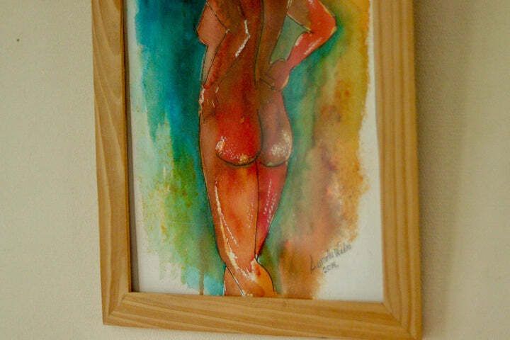 Original Swedish Watercolour "Nude" By Lomelu Wedin, 2014 | Contemporary & Framed – 24 × 34 Cm | 9.4 × 13.4 In | Paper