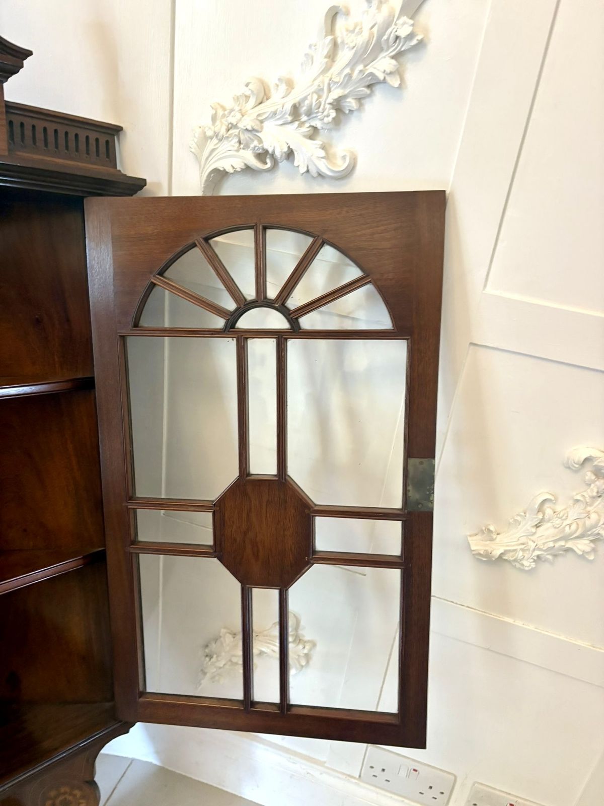 Furniture Unusual Antique 19th Century Quality Inlaid Rosewood Hanging Corner Cabinet photo