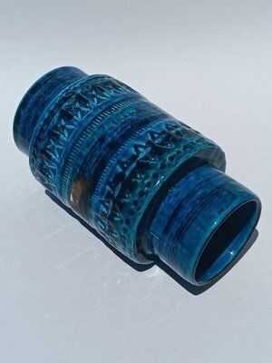 Ceramic Rimini Blu Vase By Aldo Londi For Bitossi, 1960s photo for sale