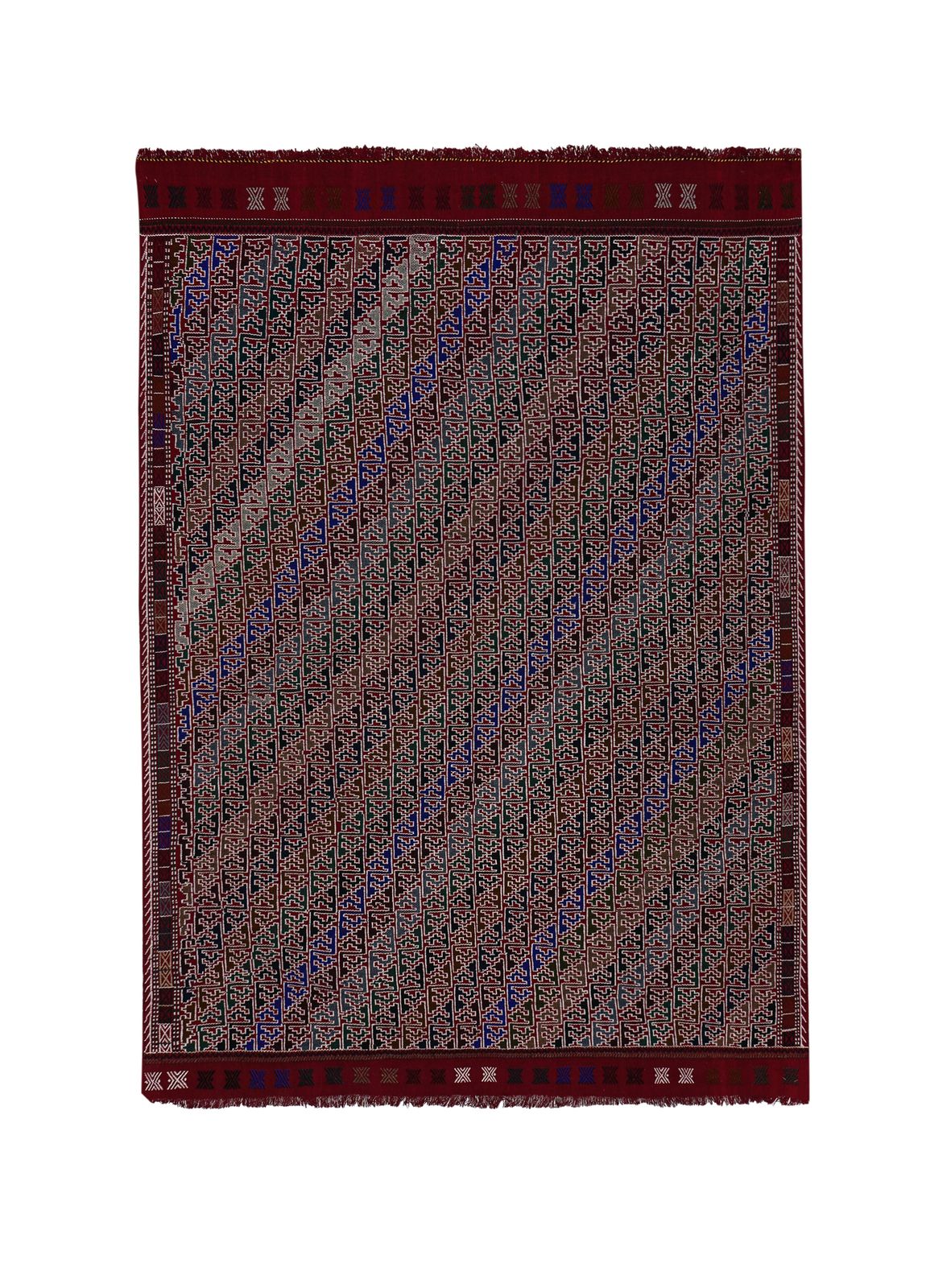 Mid 20th Century Jajim Kilim With Diagonal Stripes 5'4'' X 7'9''