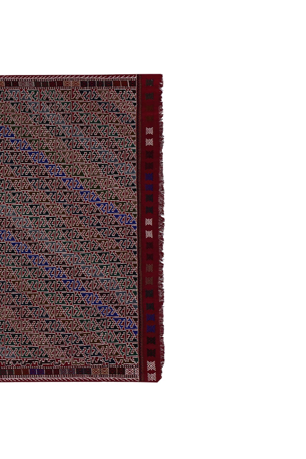 Mid 20th Century Jajim Kilim With Diagonal Stripes 5'4'' X 7'9'' photo Textiles