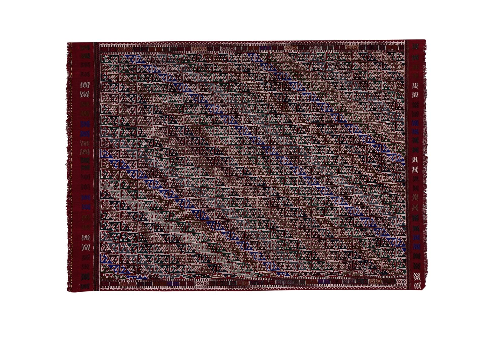 Mid 20th Century Jajim Kilim With Diagonal Stripes 5'4'' X 7'9'' photo vinterior