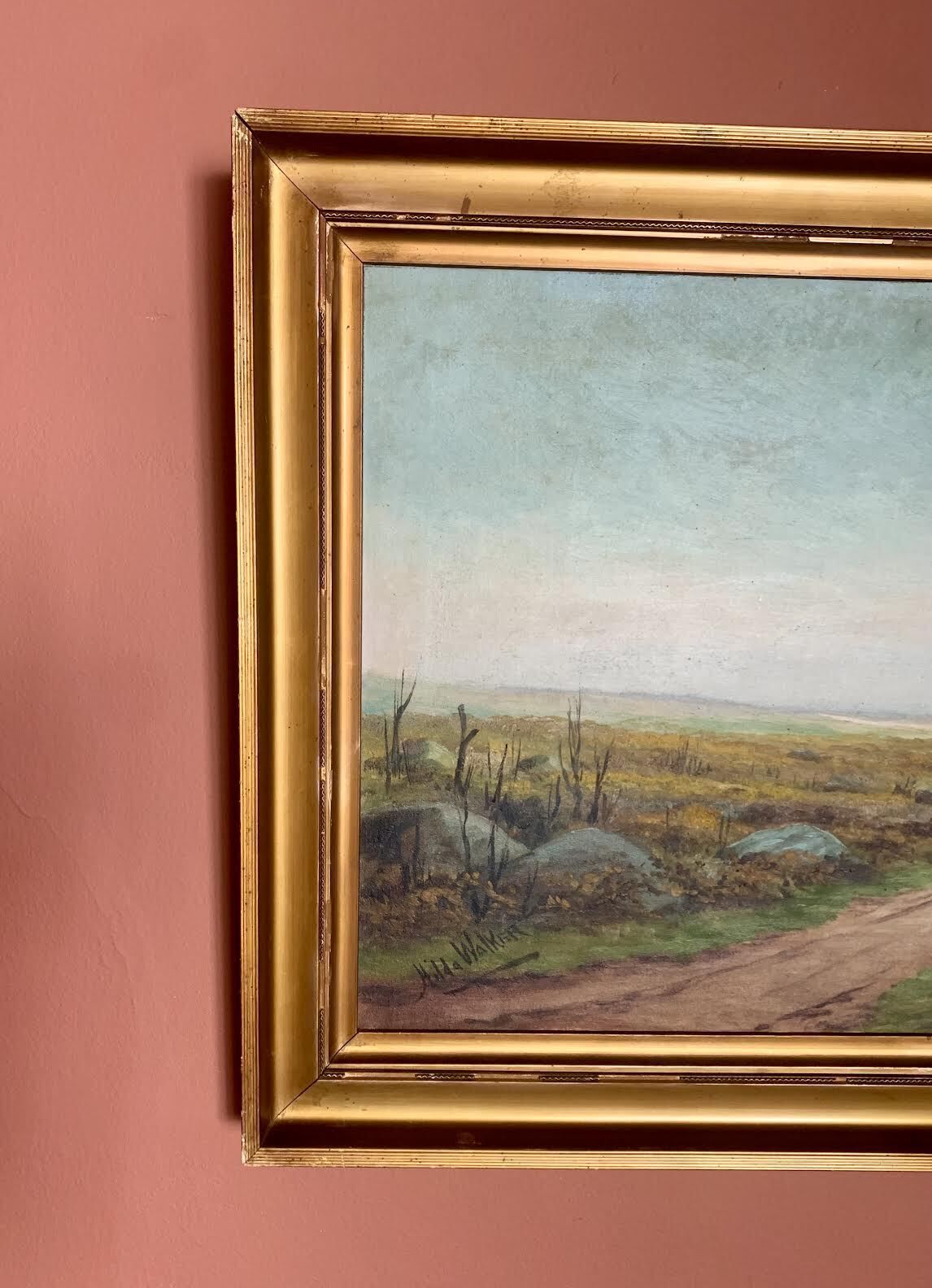 Gilt Framed Landscape Oil Painting Signed Hilda Walker 2 Of 2 photo for sale