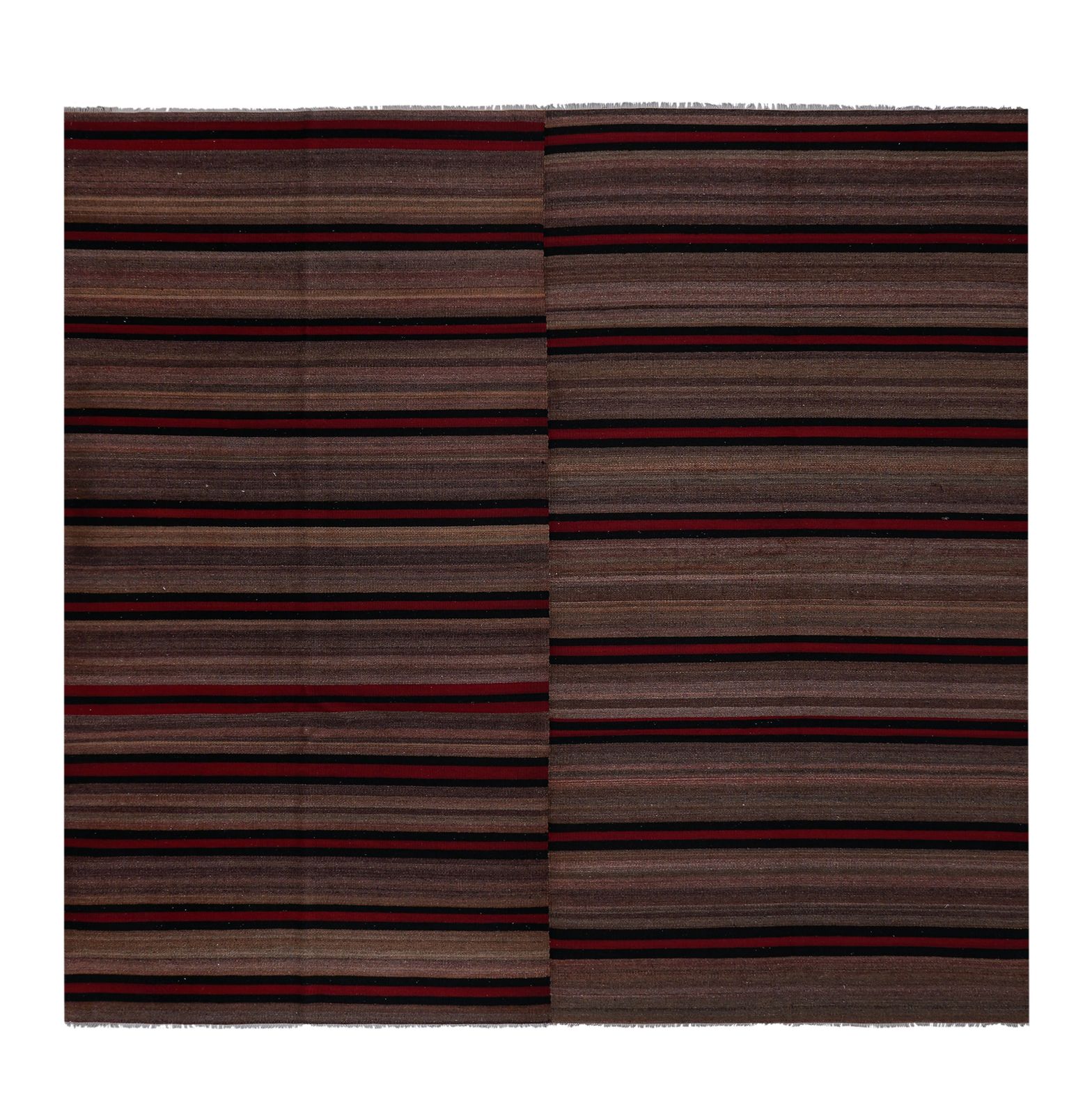 1960s Oversize Bohemian Striped Wool Kilim Rug 9'5'' X 9'5'' photo 1087.0