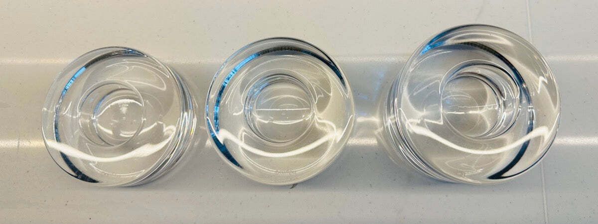 Set Of 3 Swedish Orrefors "Puck" Crystal Glass Circular Candle Votive Holders photo 225.0