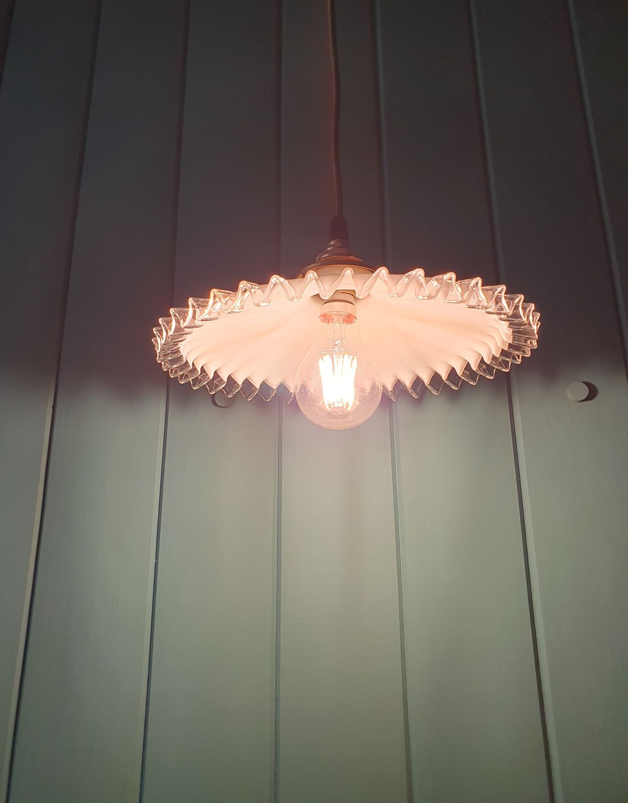 A French Glass White Opaline Glass Lampshades Frilly Edged Hand Made Milk Glass photo furniture