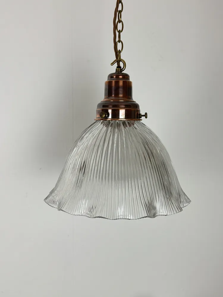 Extra Large Antique Holophane Pendant Light (55174)