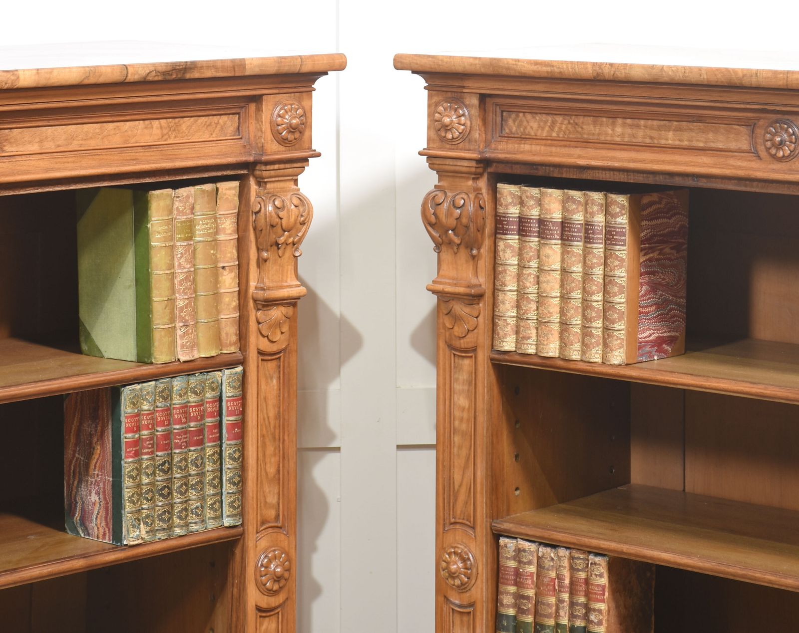 photo furniture Pair Of 19th Century Walnut Open Bookcases