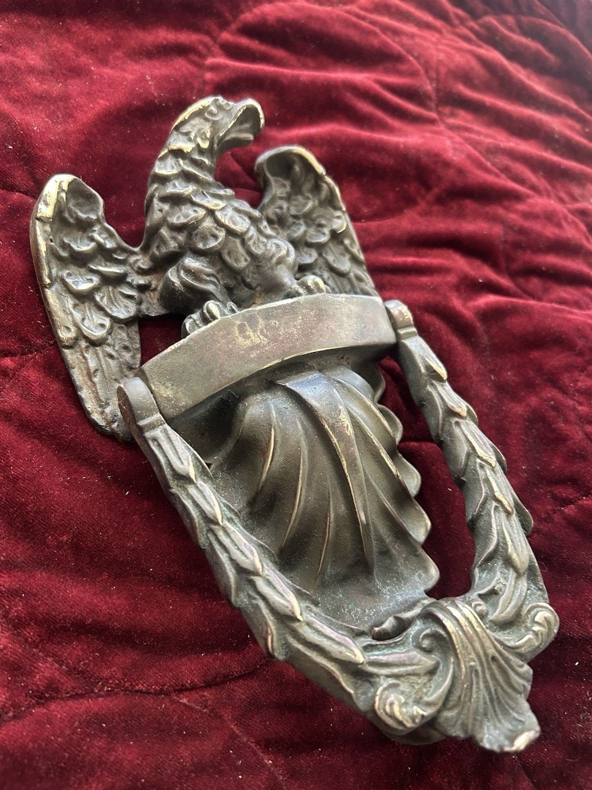 Large Antique Brass Door Knocker Old Period Reclaimed Antique Iron Eagle 1.6kg photo for sale