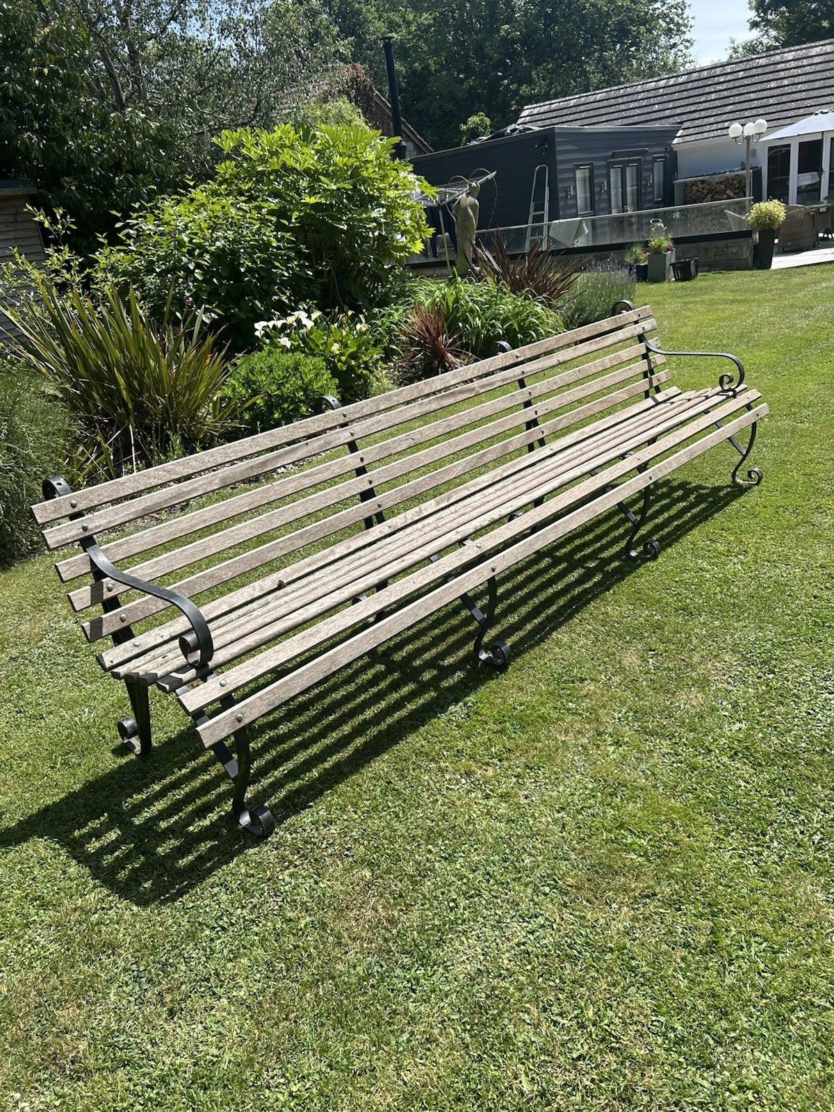 Antique Wrought Iron Garden Bench Seat Chair Victorian 10ft Period Old Reclaim photo furniture
