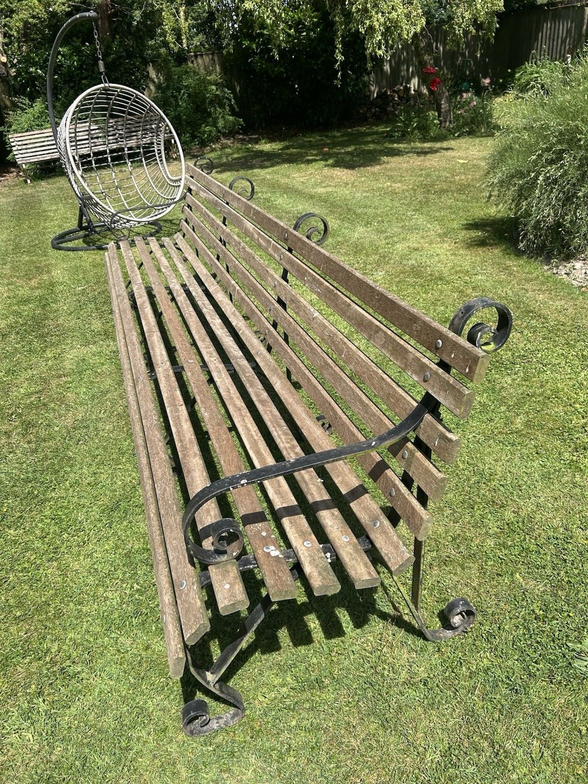 photo for sale Antique Wrought Iron Garden Bench Seat Chair Victorian 10ft Period Old Reclaim