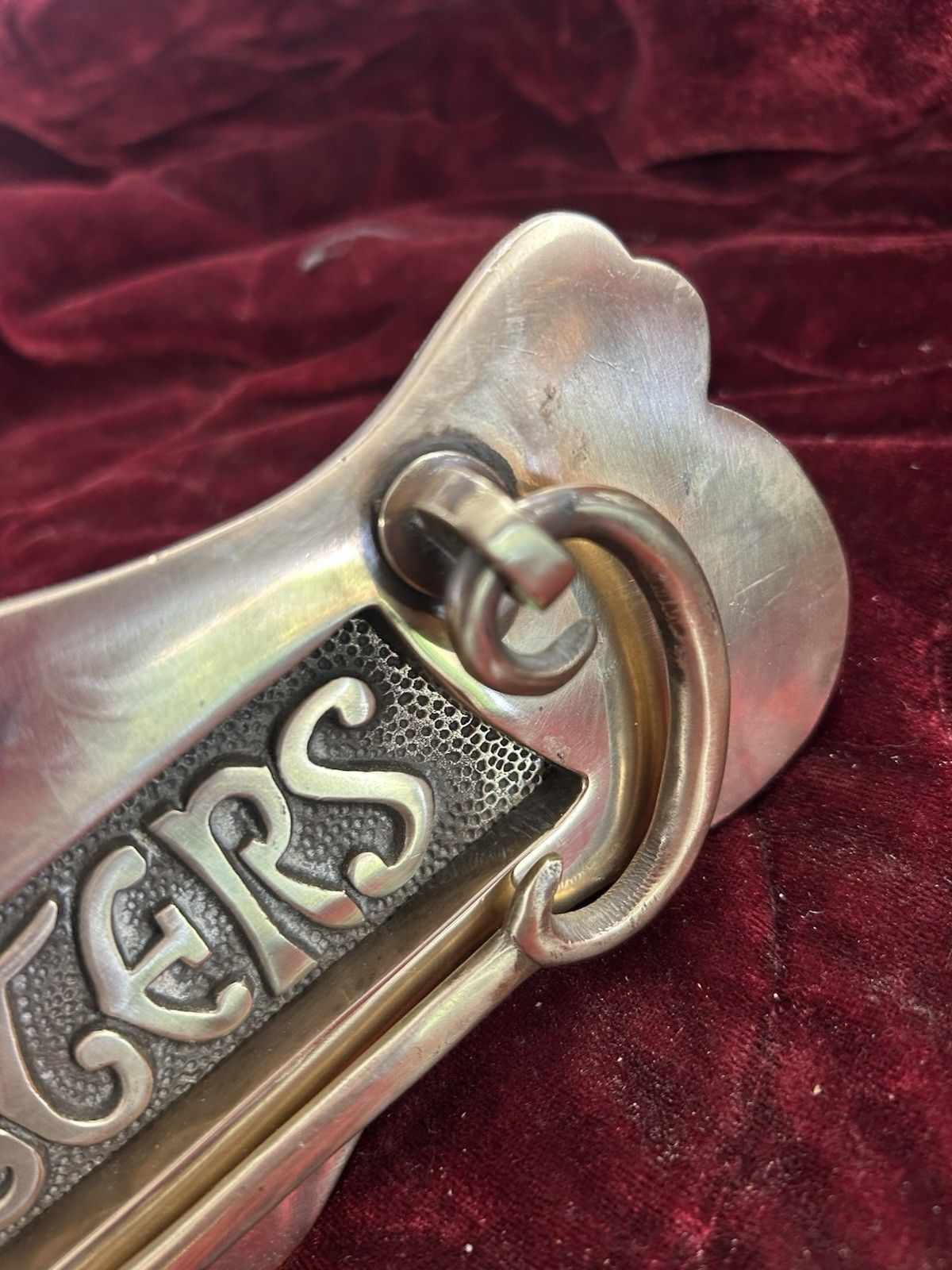 Antique Solid Bronze Front Door Letterbox Pull Old Reclaimed Period Victorian photo 113.0