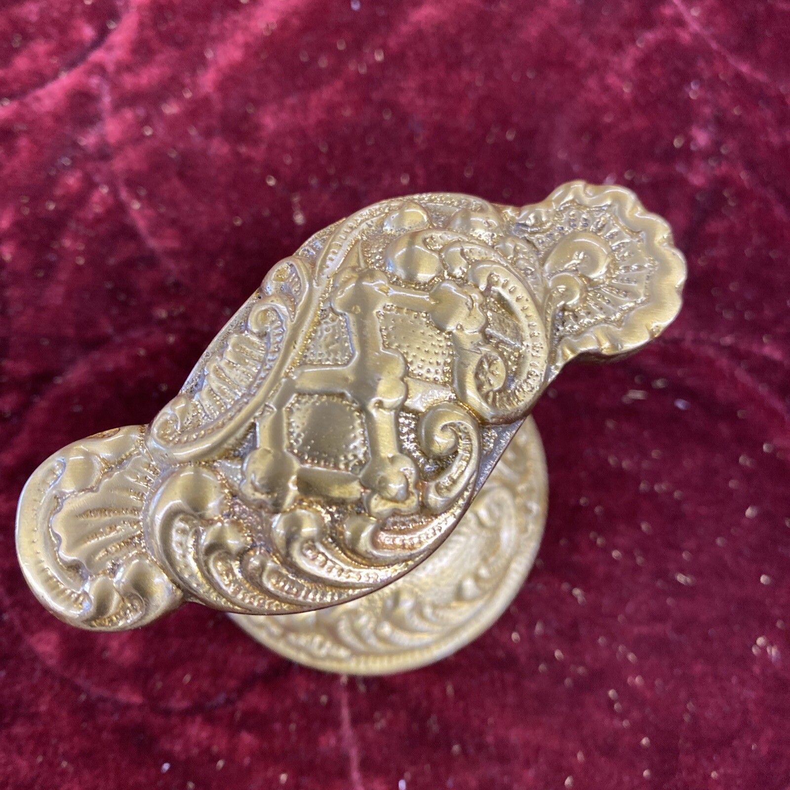 Pair Of Antique Gilt Brass Door Handles French Baroque Unique Sets Push Pull Old photo furniture