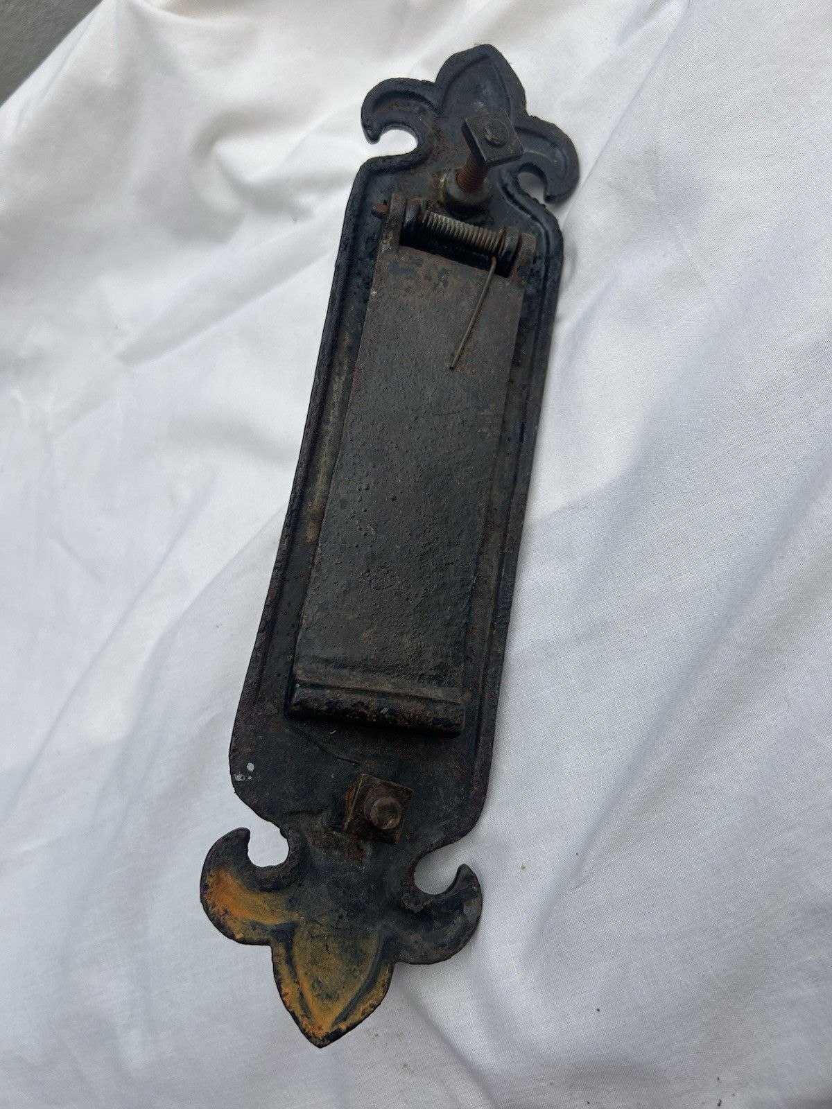 Large Antique Front Door Knocker Letterbox Period Cast Iron Gothic Tudor Metal photo vintage