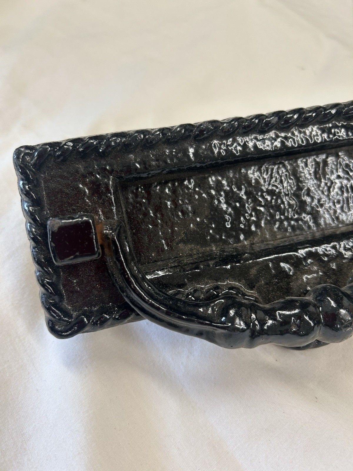 Old Antique Front Door Knocker Letterbox Period Cast Iron Victorian Metal Reclai photo for sale