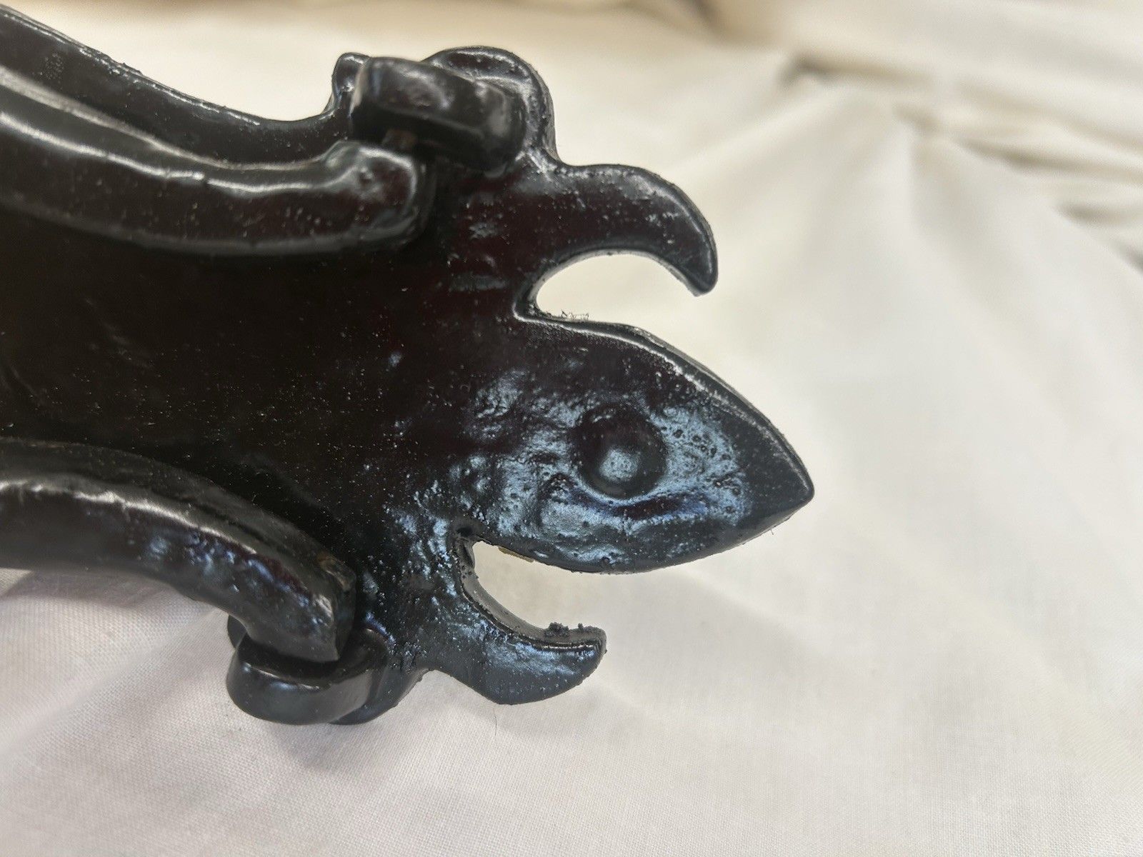 Old  Antique Front Door Knocker Period Cast Iron Gothic Tudor Metal Reclaimed photo furniture