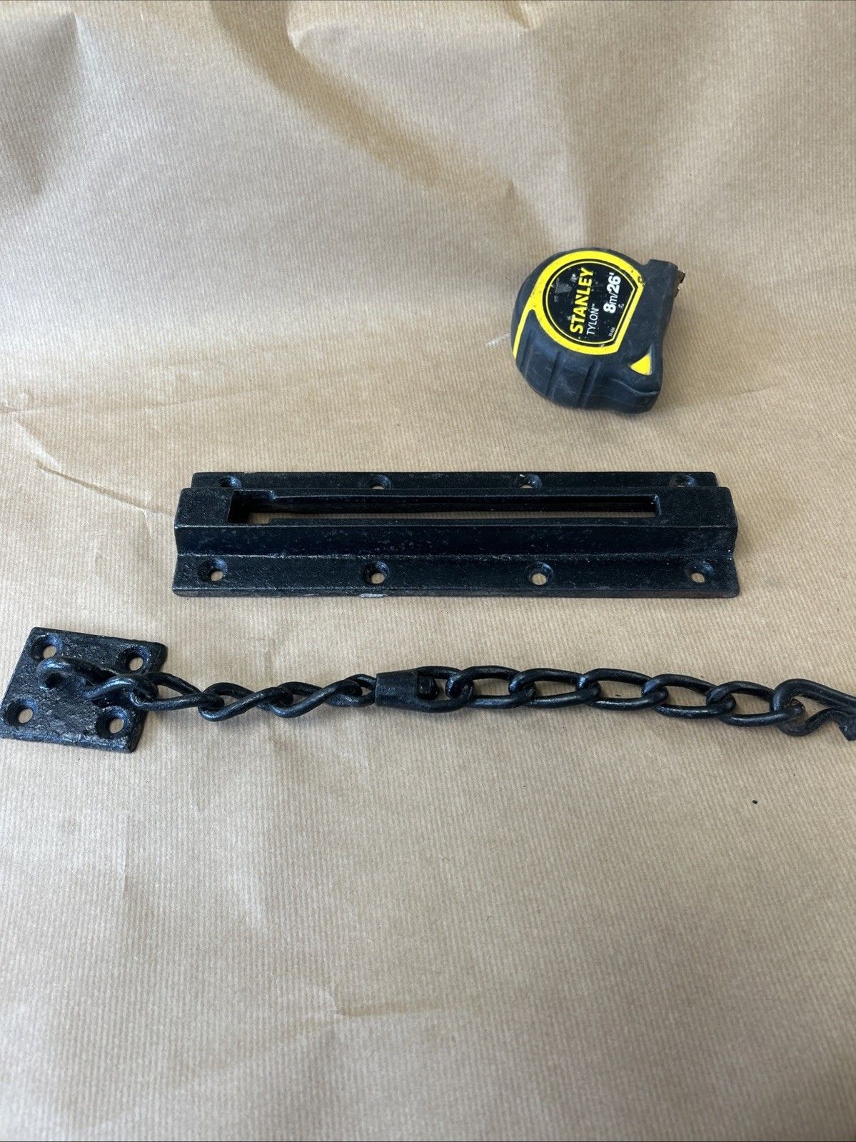 Large Antique Victorian Door Chain Lock Keep Kenrick Cast Iron Period Reclaimed