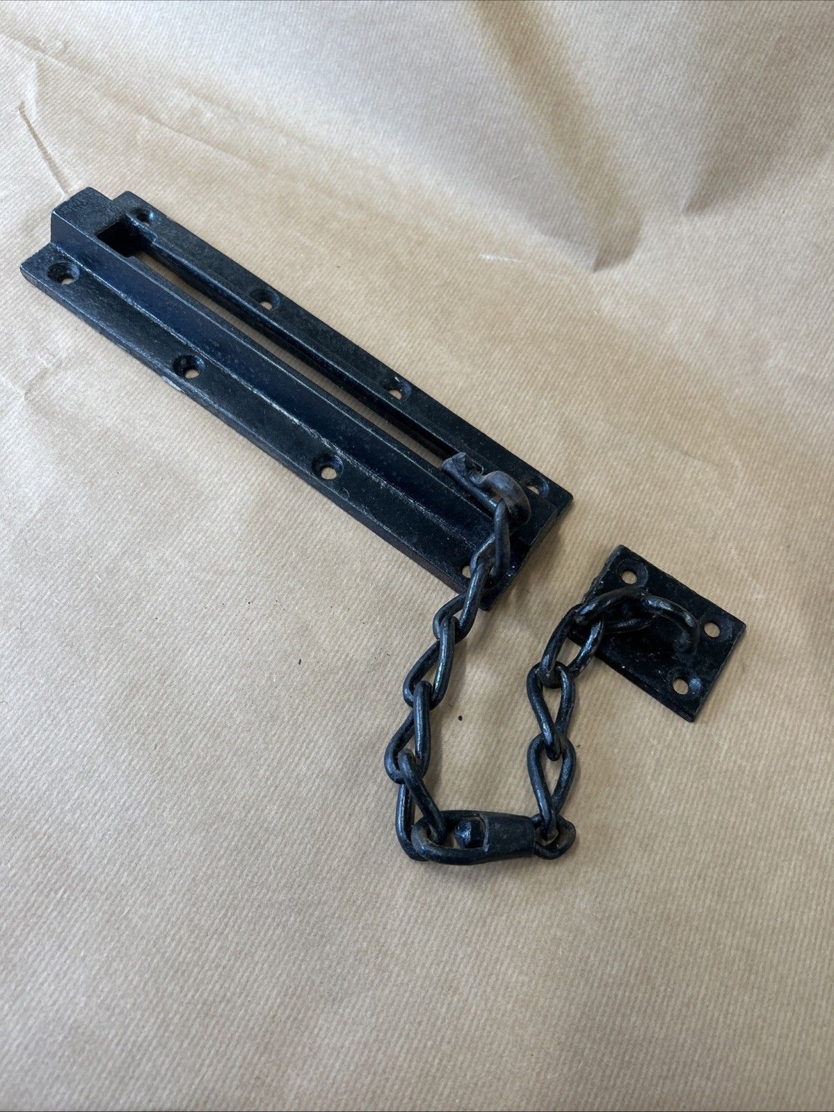 Large Antique Victorian Door Chain Lock Keep Kenrick Cast Iron Period Reclaimed photo furniture