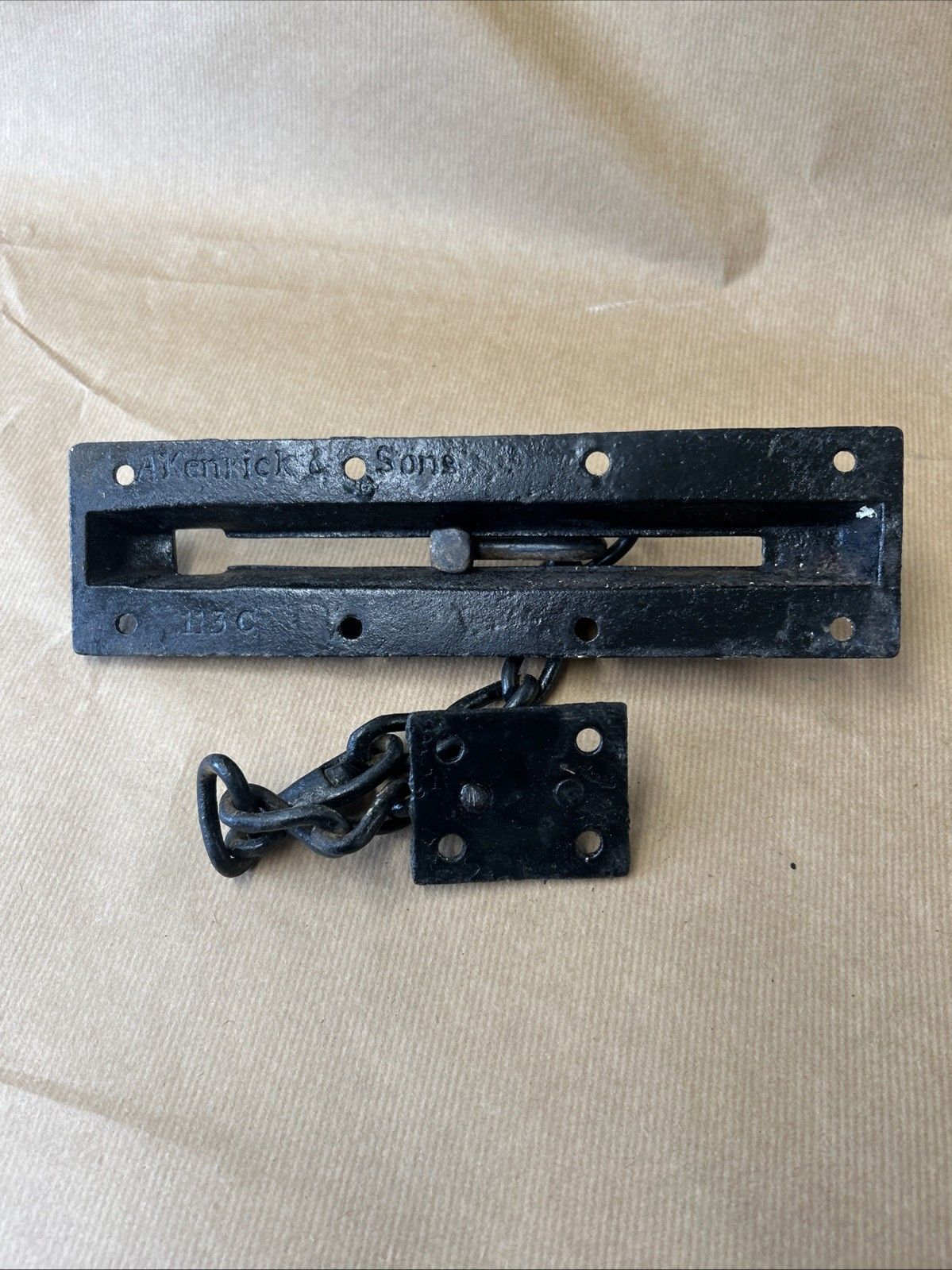 Large Antique Victorian Door Chain Lock Keep Kenrick Cast Iron Period Reclaimed photo vinterior