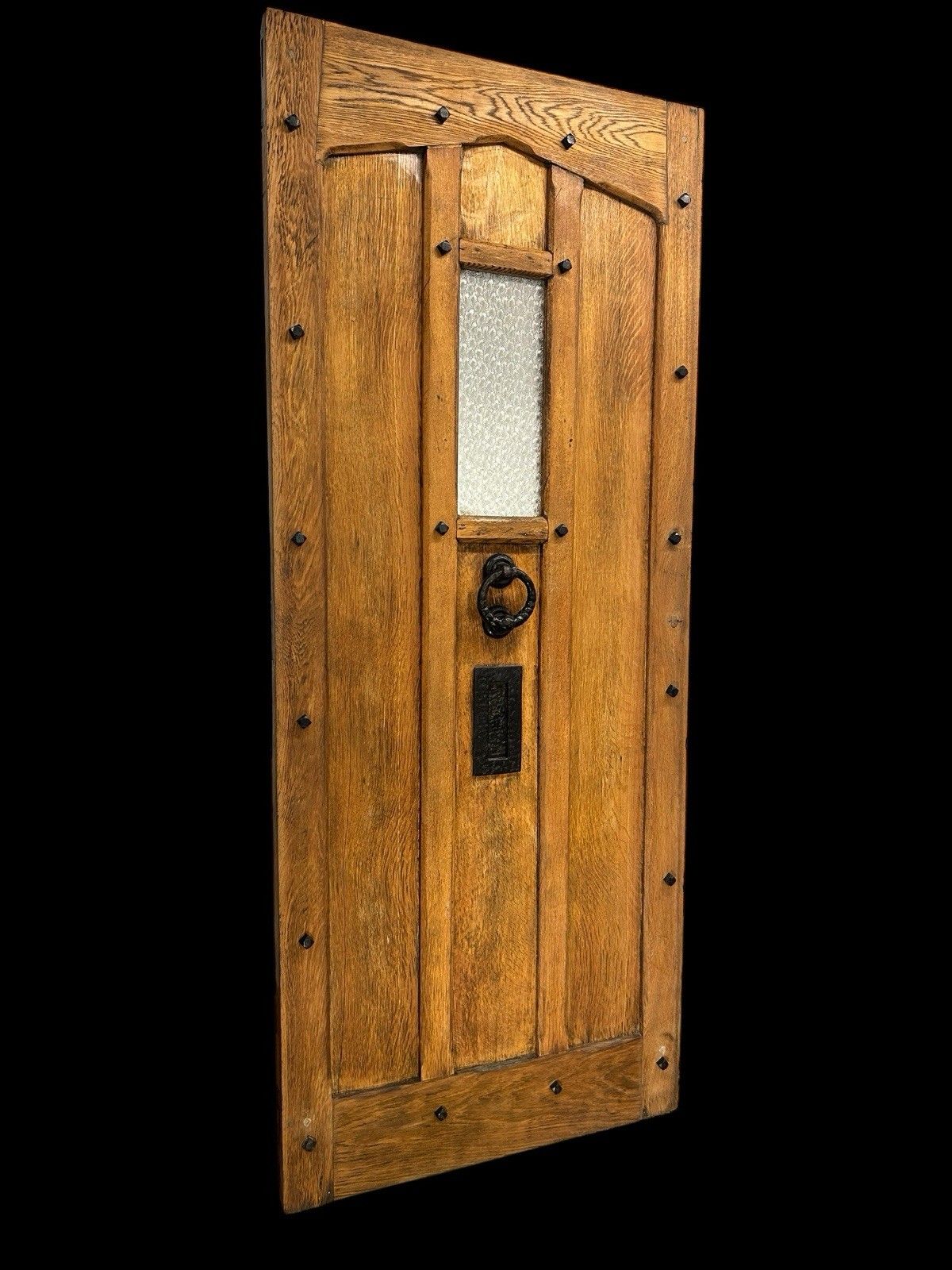 Large Solid Oak Front Door Old Antique Period Reclaimed Glass Cast Iron Refurb photo furniture