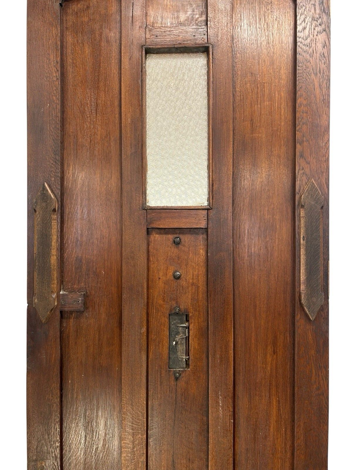 1829.0 Large Solid Oak Front Door Old Antique Period Reclaimed Glass Cast Iron Refurb photo