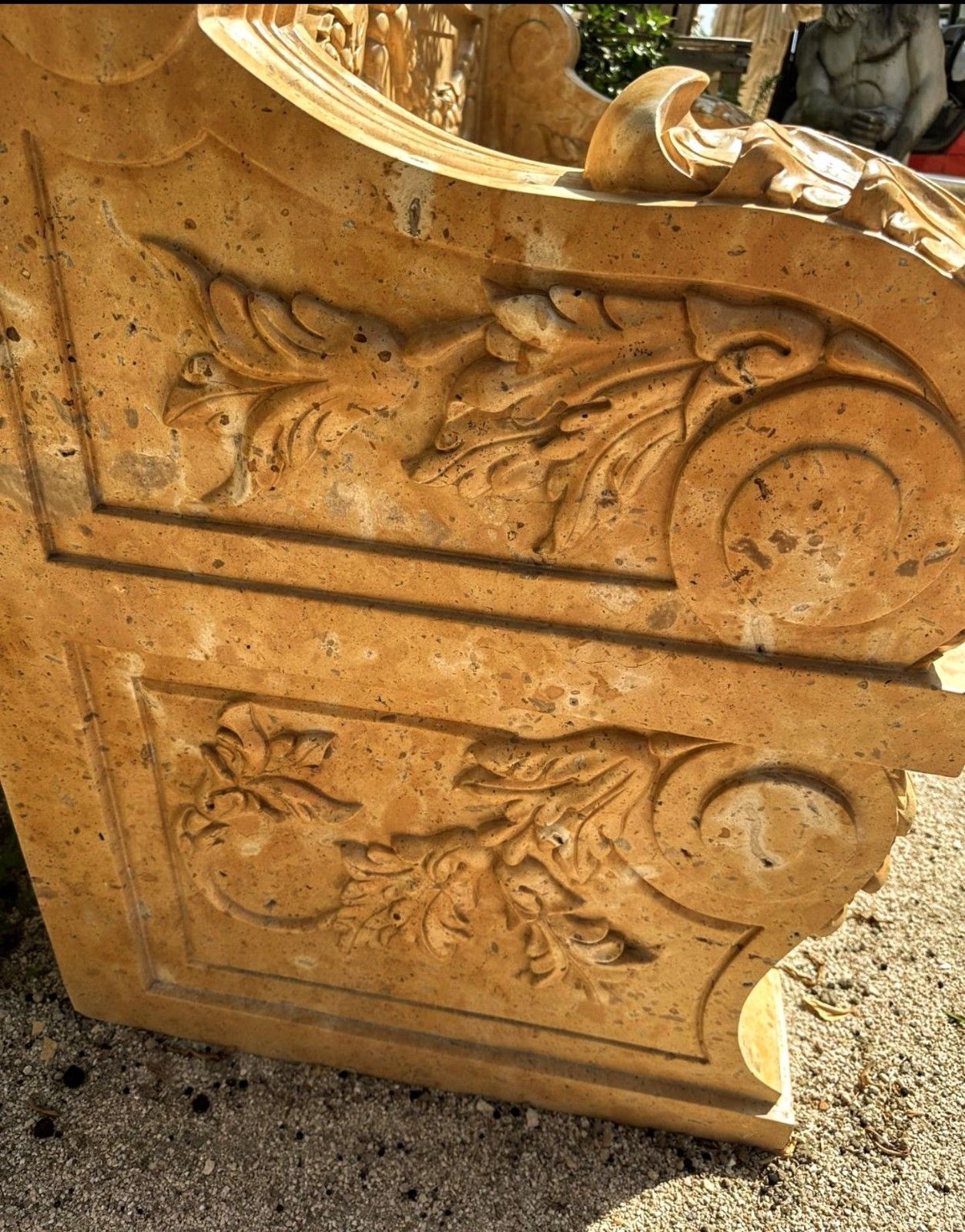 photo for sale Extraordinary Italian Vienna Marble Finely Carved Bench  Delivery Available 0117.