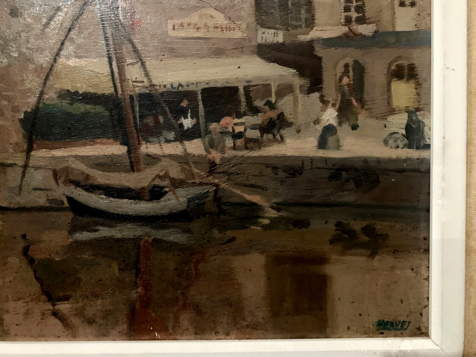 Huile Sur Toile Encadrée " Vue Sur Le Port " XX Siècle photo for sale