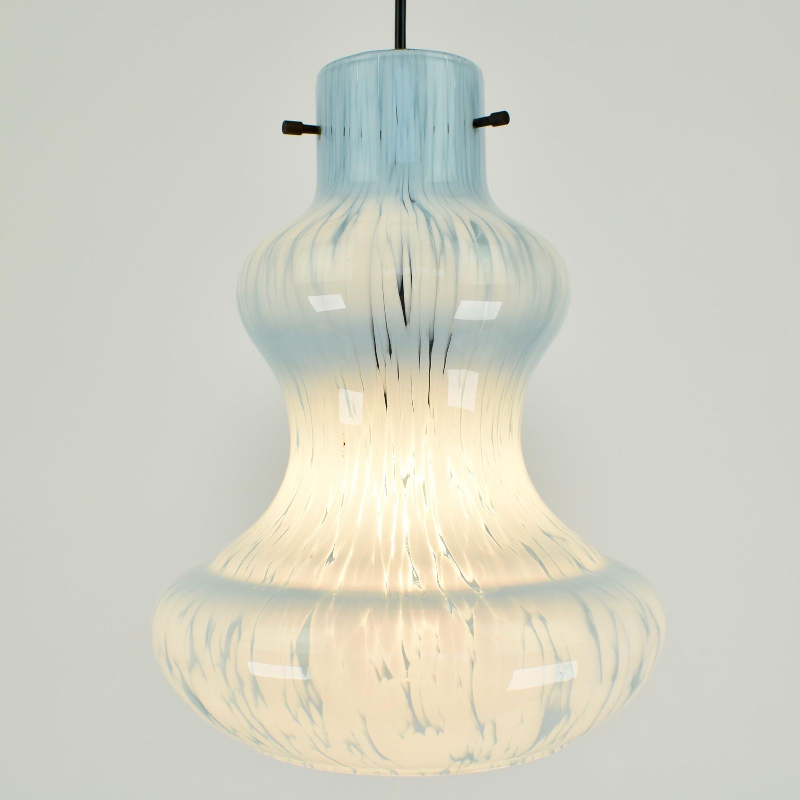 1960s Cloud Glass Pendantlamp Blauw Mid Century Modern | Plafondlamp Murano Glas Gino Vistosi | Italiaans Vintage Clichy Massimo Vignelli photo Verlichting