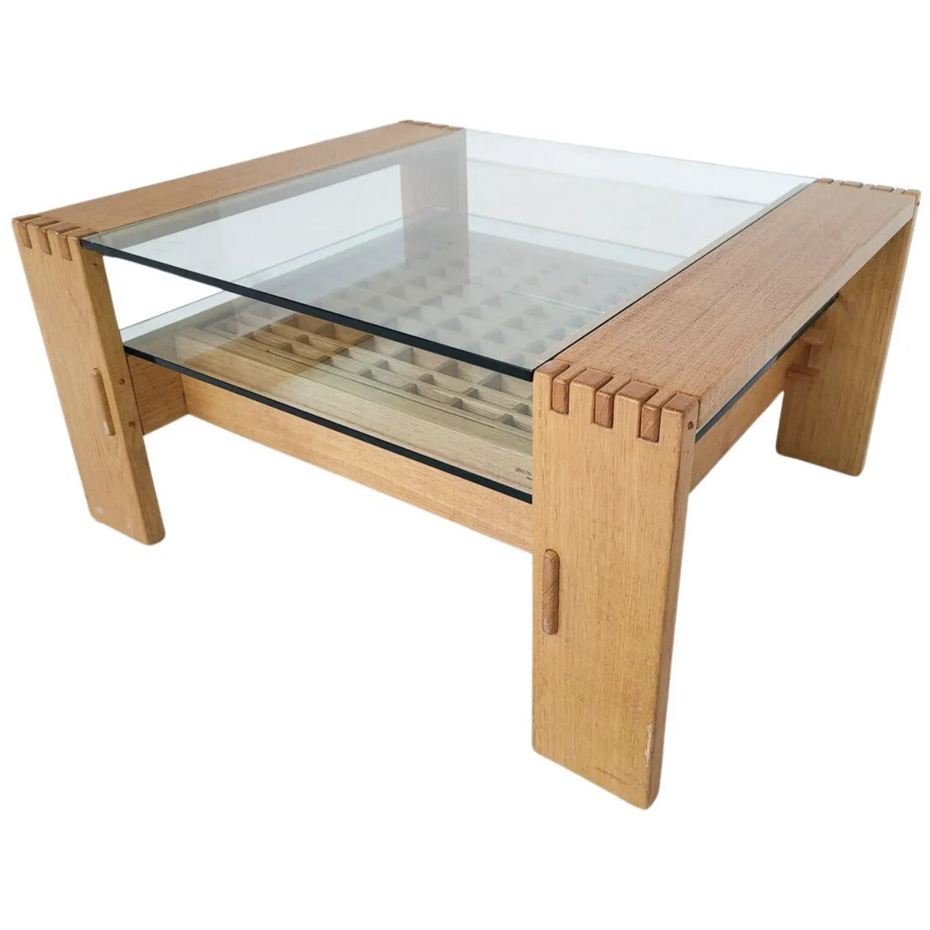Mid Century Modern Coffee Table By Rivadossi, Wood And Glass, Italy