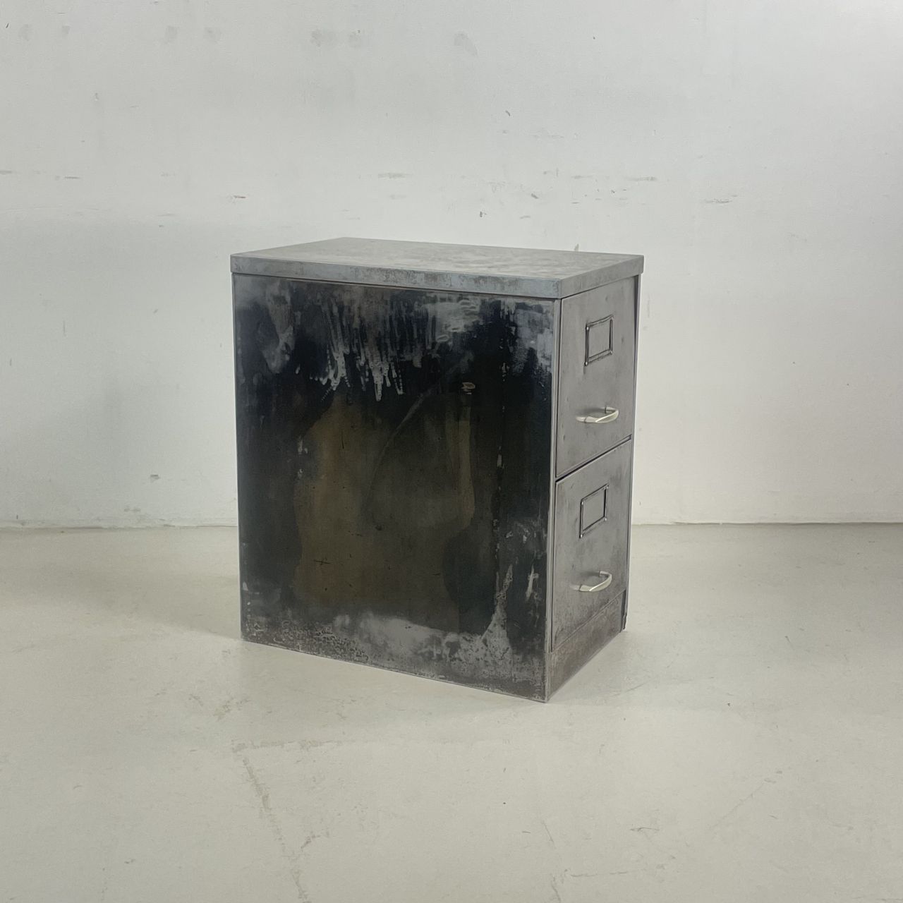 Polished Steel 2 Drawer Filing Cabinet photo vinterior