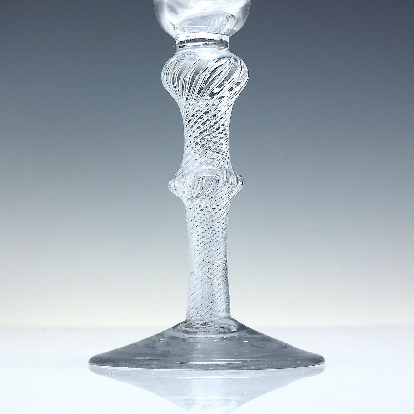 Rare 18th Century Pan Top Double Knop Air Twist Wine Glass C1750 photo Home Decor