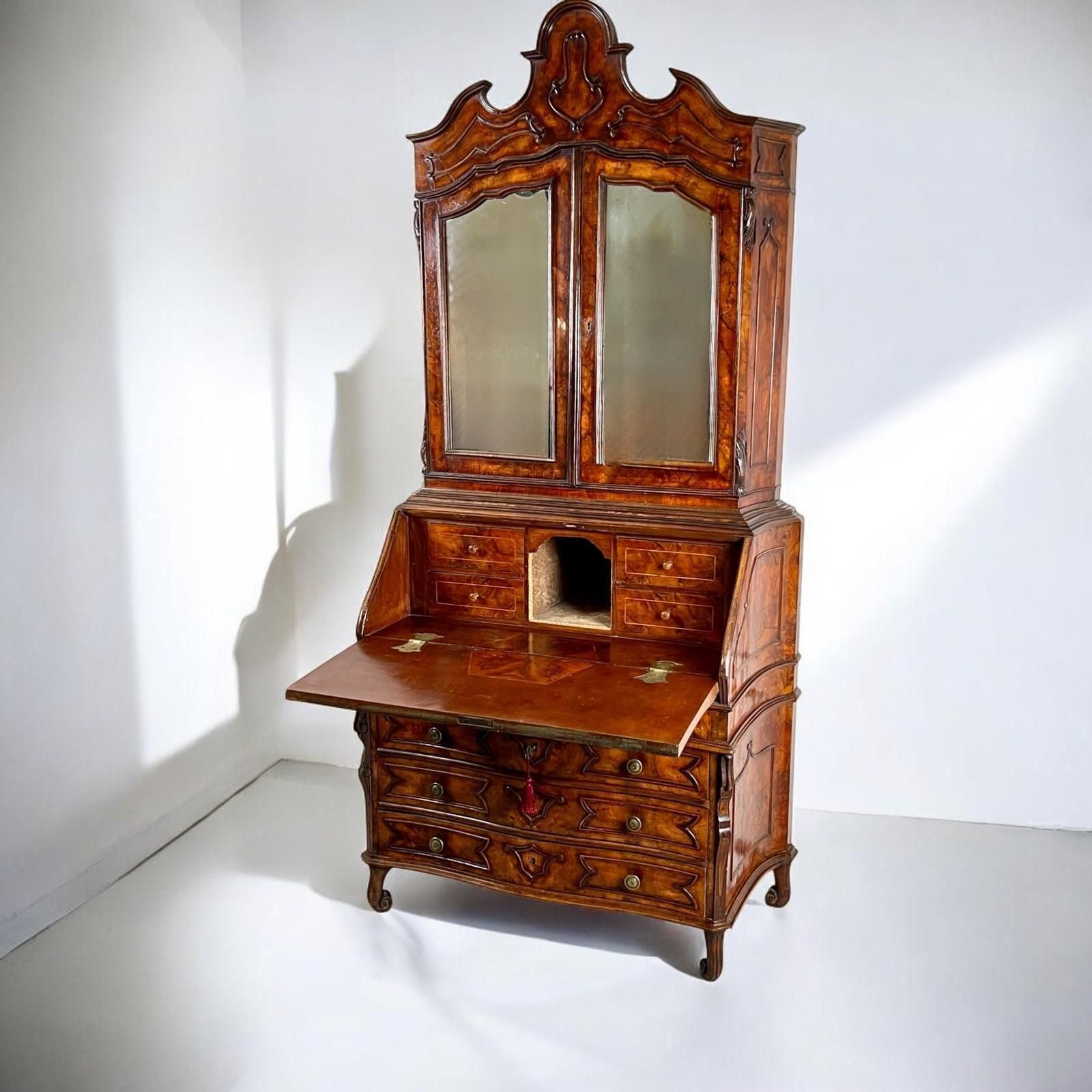 A 19th Century Venetian Mirrored Bureau Bookcase In Briar Wood photo furniture