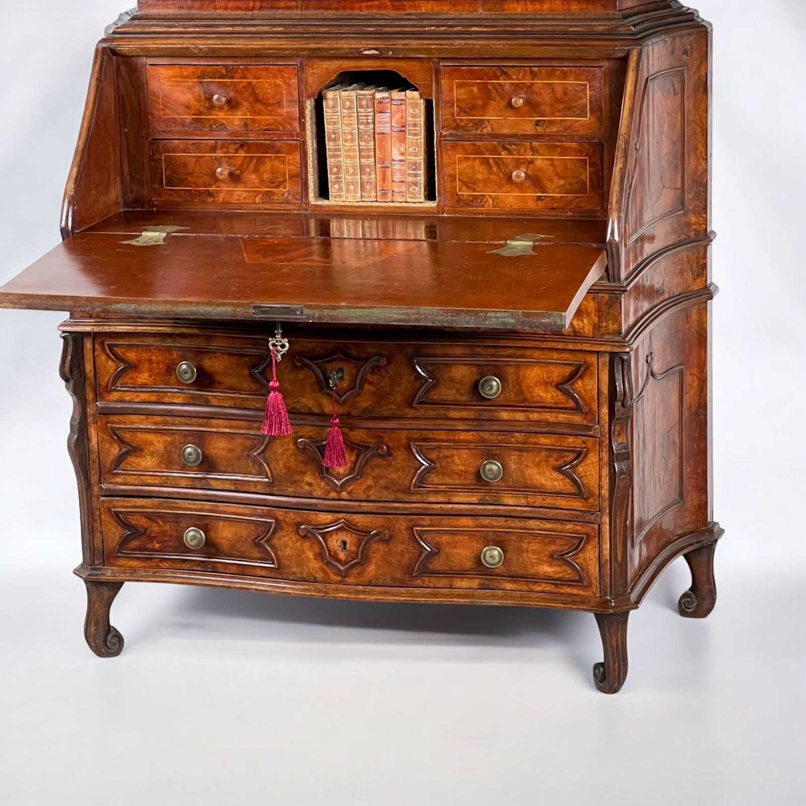A 19th Century Venetian Mirrored Bureau Bookcase In Briar Wood photo 2950.0