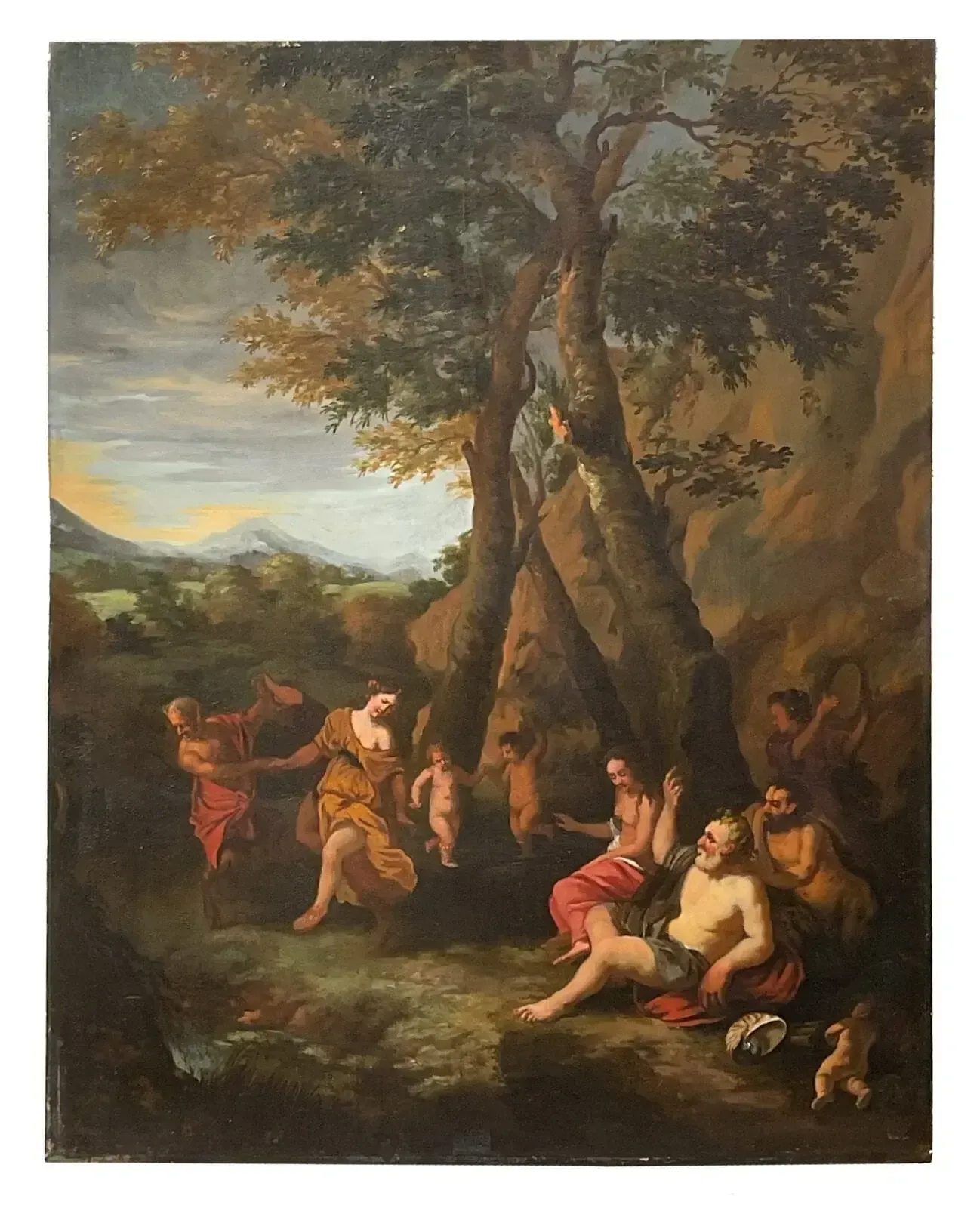 Gerard I Hoet, Bacchanal – Oil On Panel, 17th Century photo furniture
