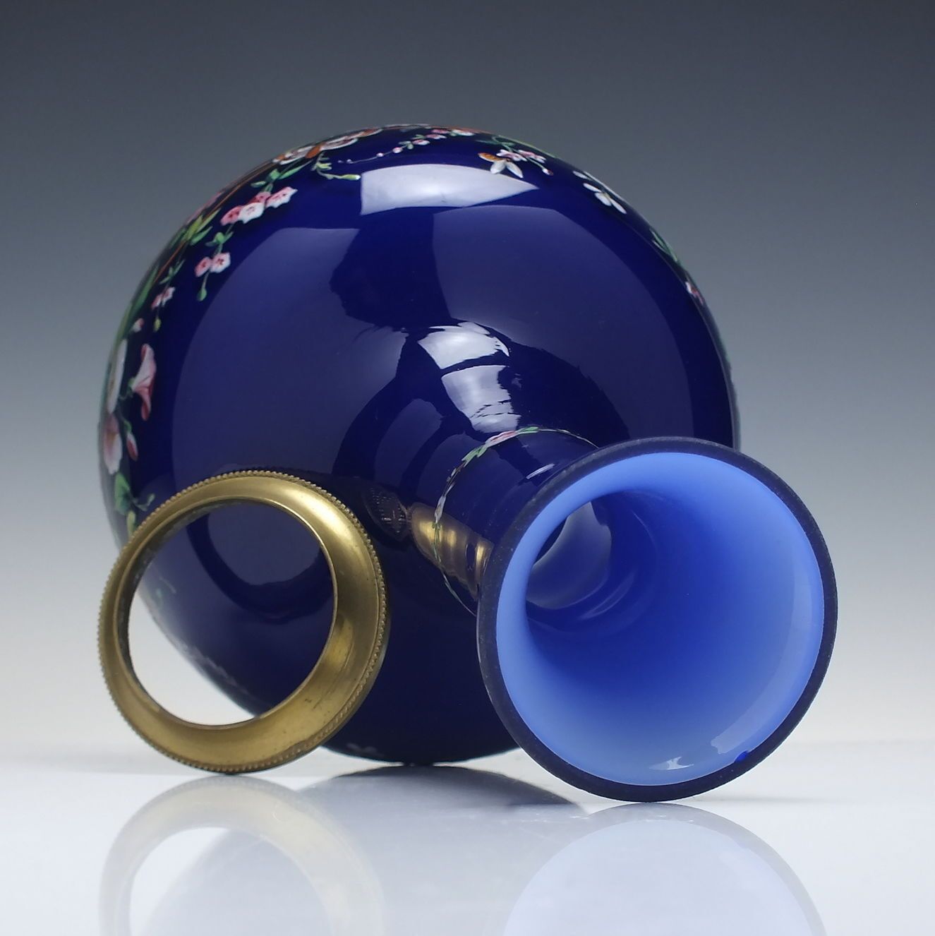 Rare Pair Large Japanese Enamelled Glass Insense Burner Vases C1900 photo for sale