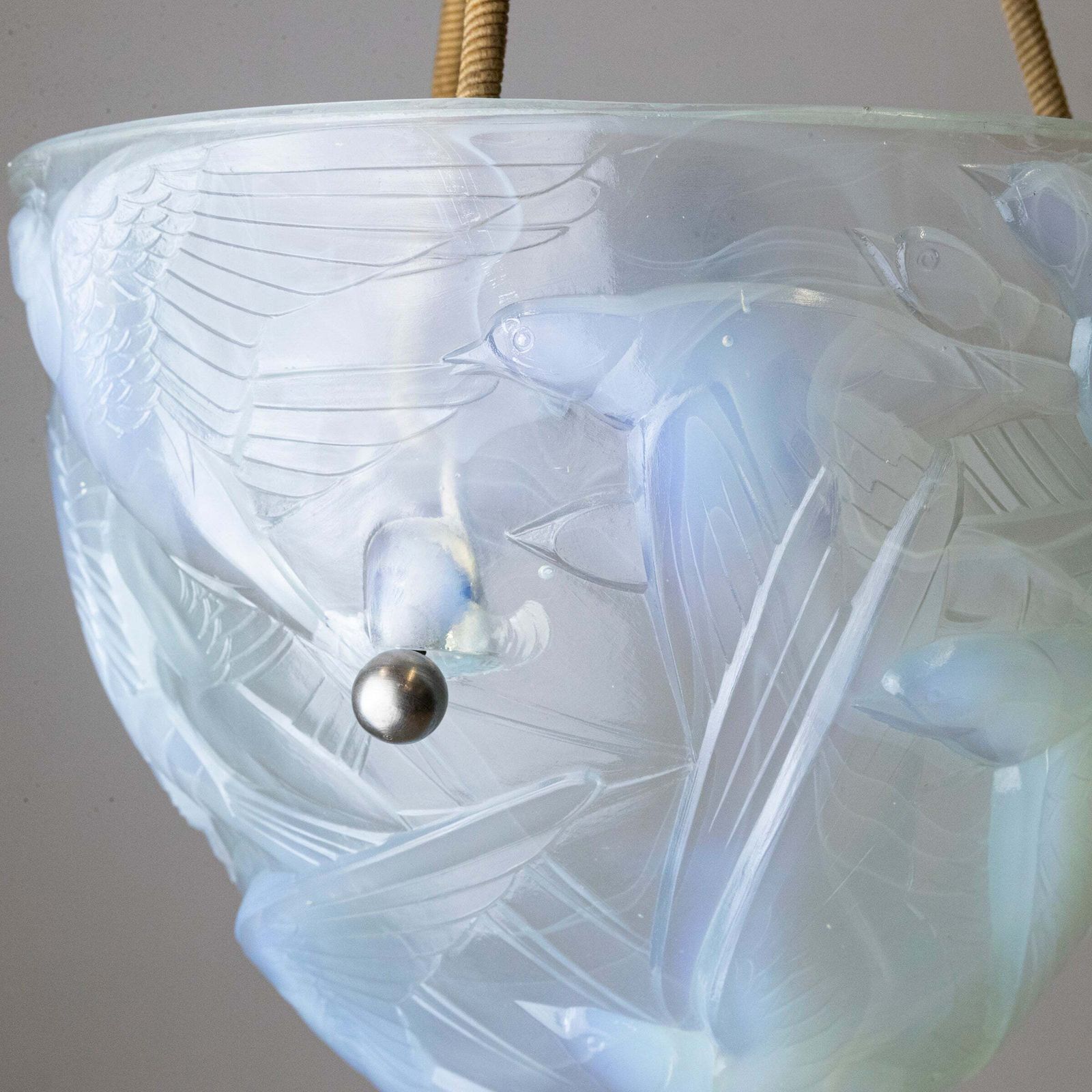 Antique Henri Dieupart Abstract Art Deco Bird Bowl Pendant Light photo vintage