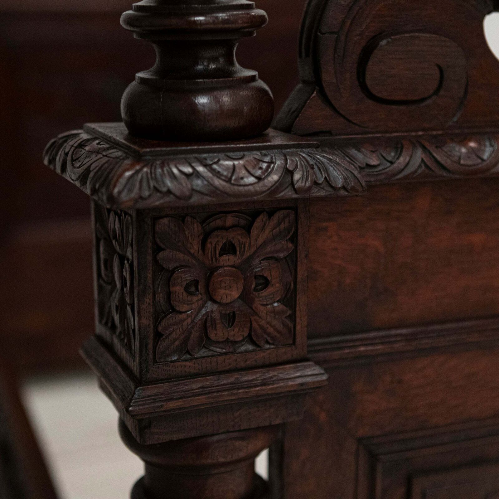 Antique Heavily Carved Continental Four Posted Bed | European Double photo 7500.0